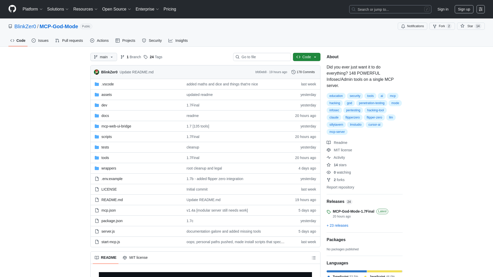 GitHub - BlinkZer0/MCP-God-Mode: Did you ever just want it to do everything? 148 POWERFUL Infosec/Admin tools on a single MCP server.