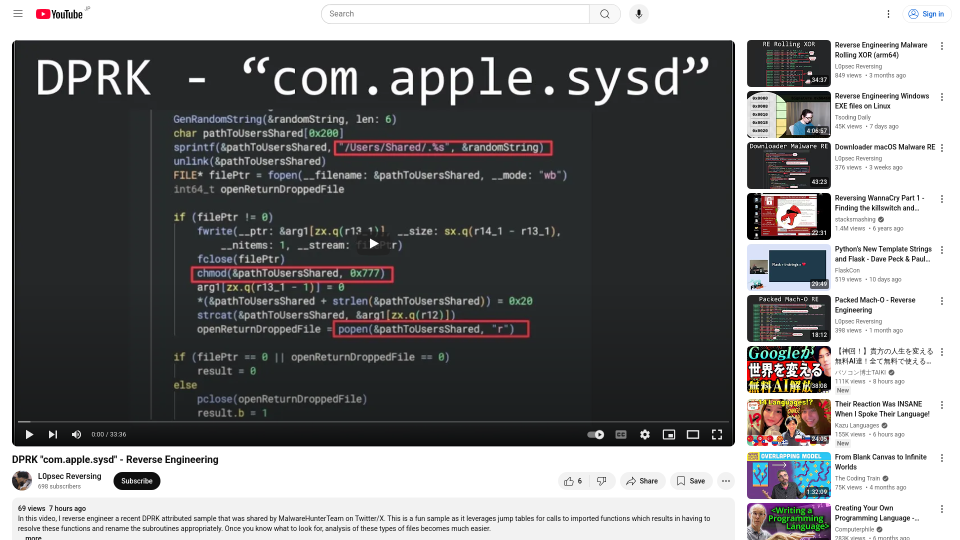 DPRK "com.apple.sysd" - Reverse Engineering - YouTube