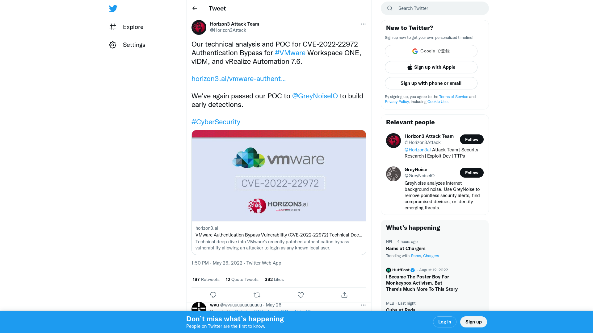Horizon3 Attack Team on Twitter: "Our technical analysis and POC for CVE-2022-22972 Authentication Bypass for #VMware Workspace ONE, vIDM, and vRealize Automation 7.6. https://t.co/EnoxyCkhPo We've again passed our POC to @GreyNoiseIO to build early detections. #CyberSecurity" / Twitter