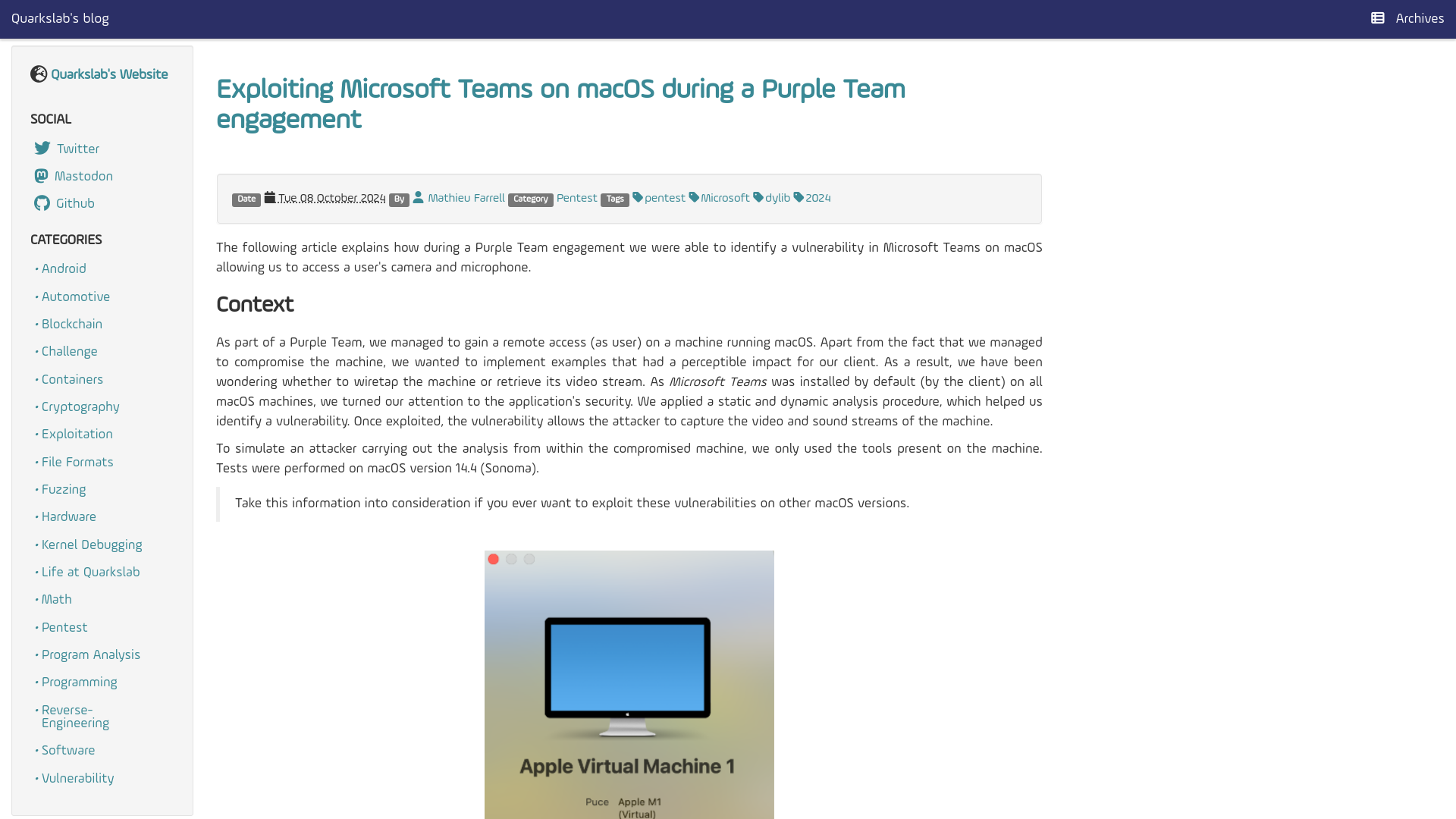 Exploiting Microsoft Teams on macOS during a Purple Team engagement - Quarkslab's blog