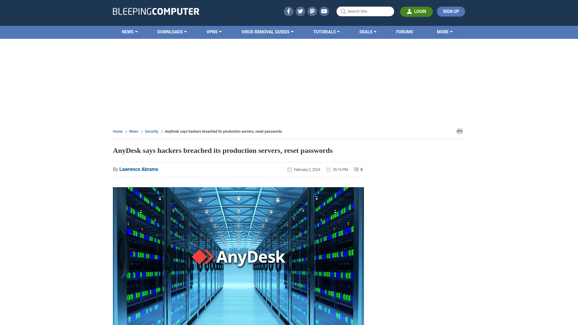 AnyDesk says hackers breached its production servers, reset passwords