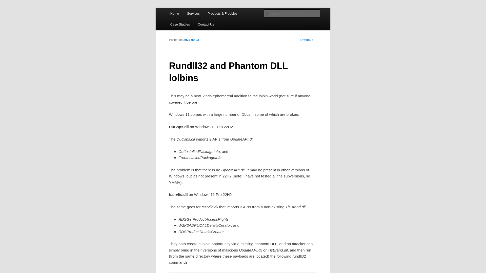 Rundll32 and Phantom DLL lolbins | Hexacorn