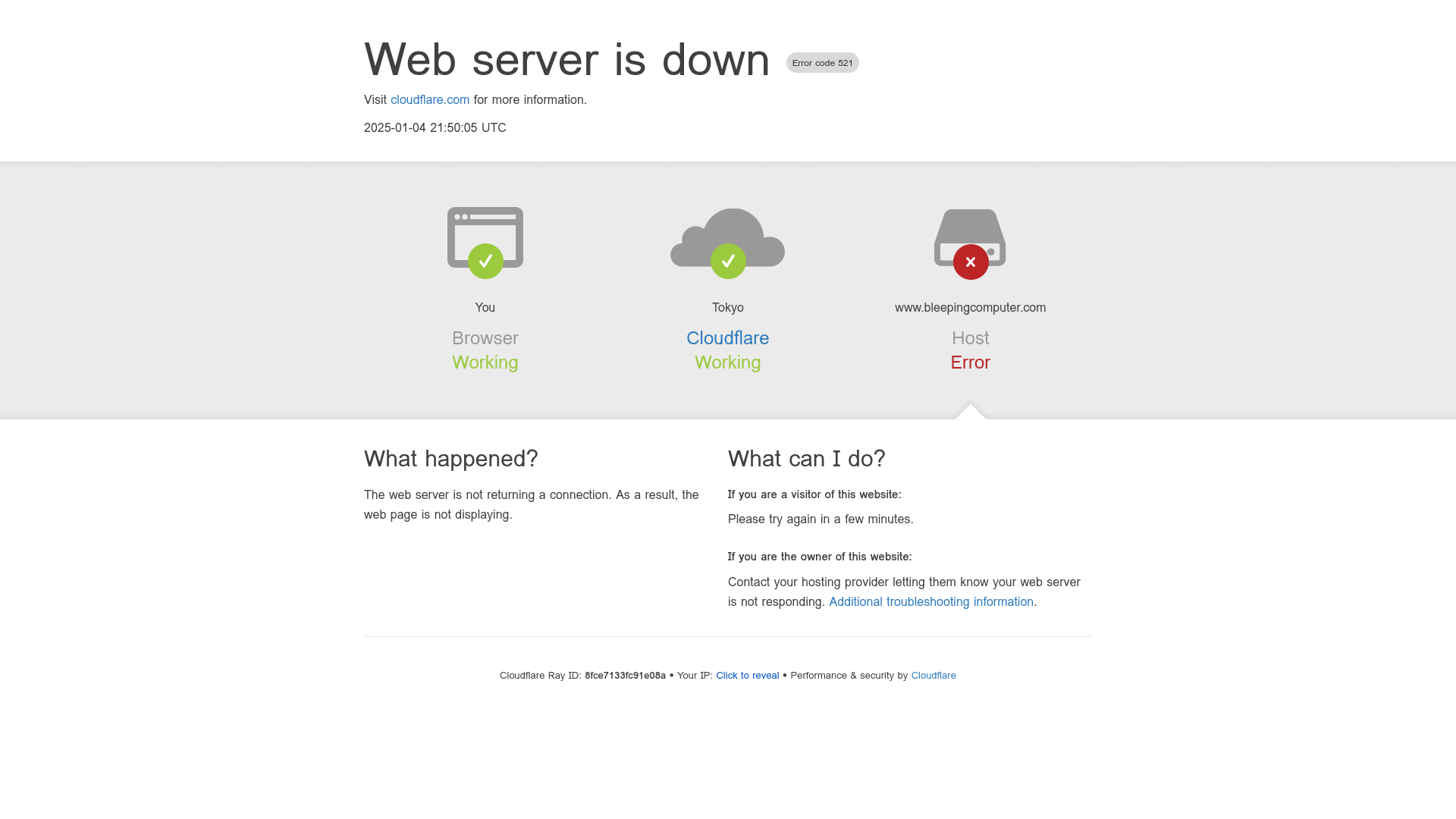 www.bleepingcomputer.com | 521: Web server is down