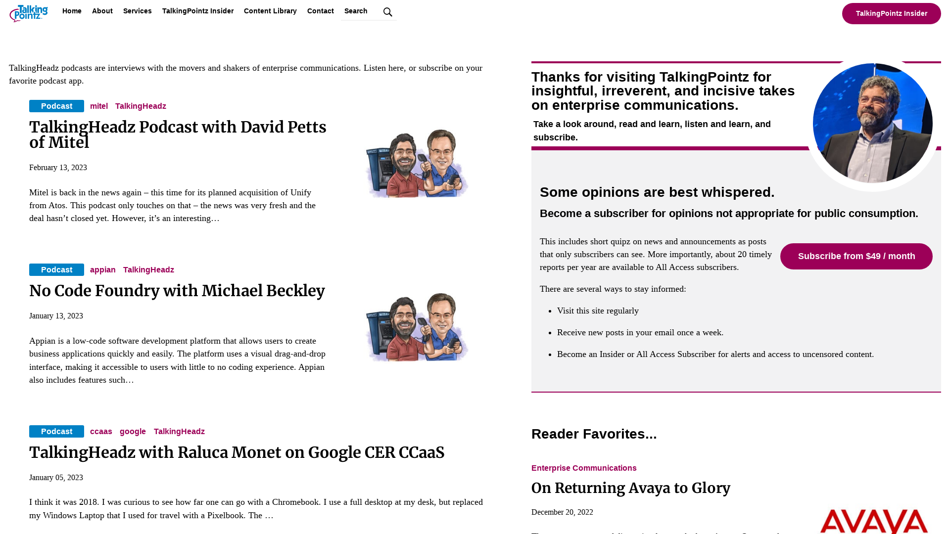 Podcasts | TalkingHeadz podcasts are interviews with the movers and shakers of enterprise communications. Listen here, or subscribe on your favorite podcast app.