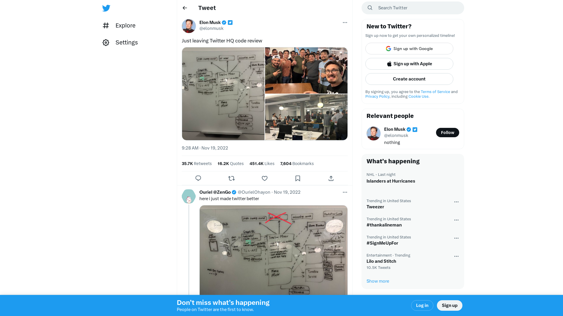 Elon Musk on Twitter: "Just leaving Twitter HQ code review https://t.co/pYcXRTJm14" / Twitter