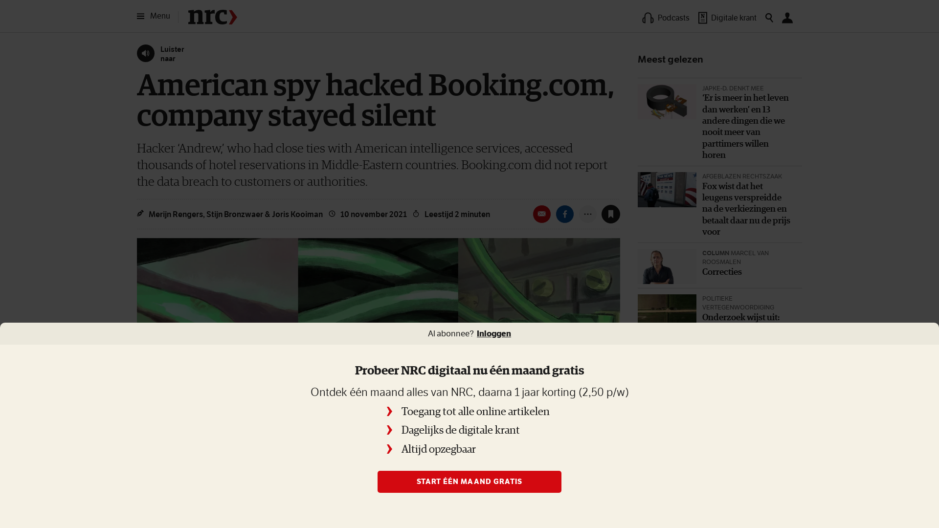 American spy hacked Booking.com, company stayed silent - NRC
