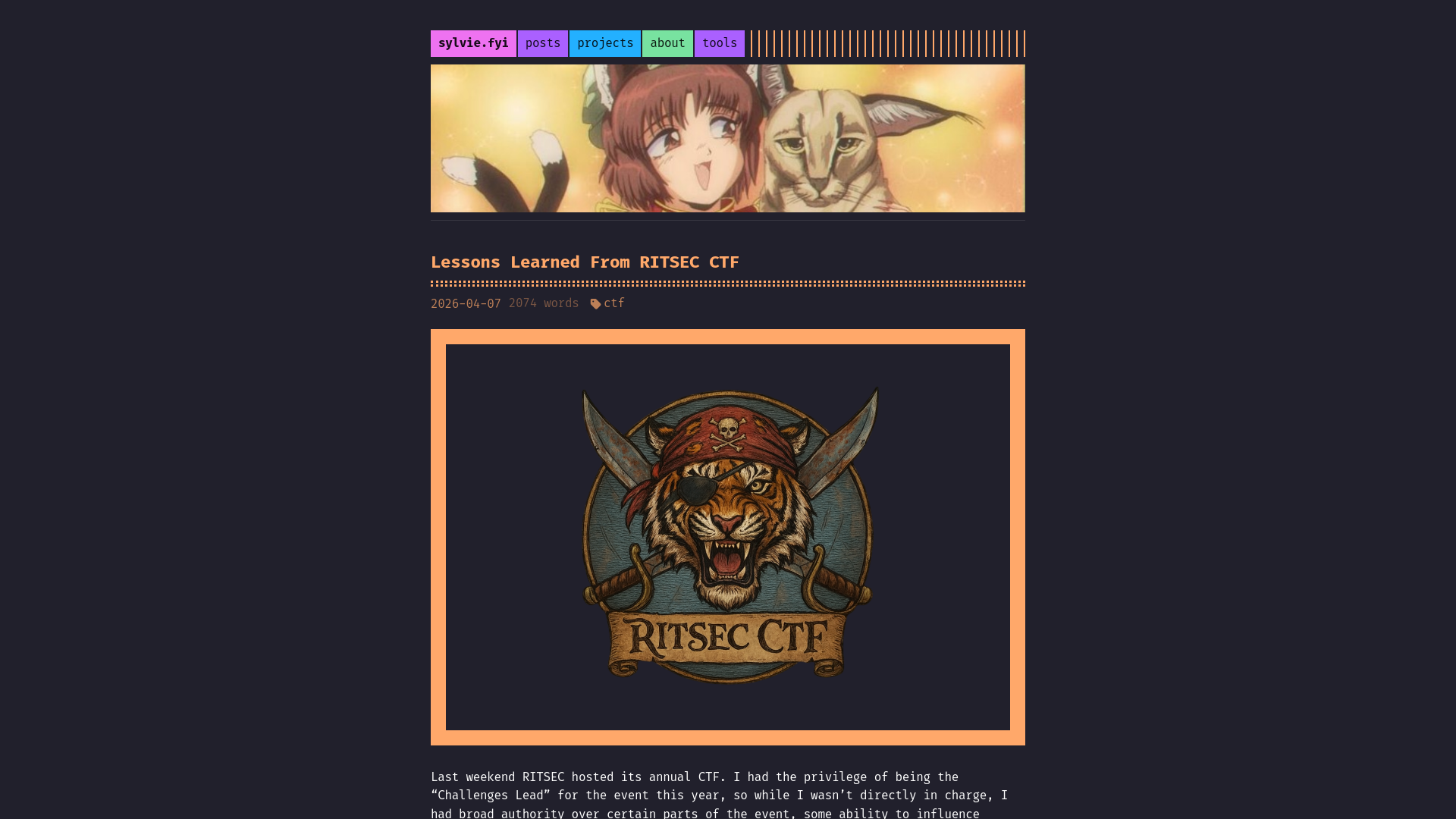 lessons learned from ritsec ctf