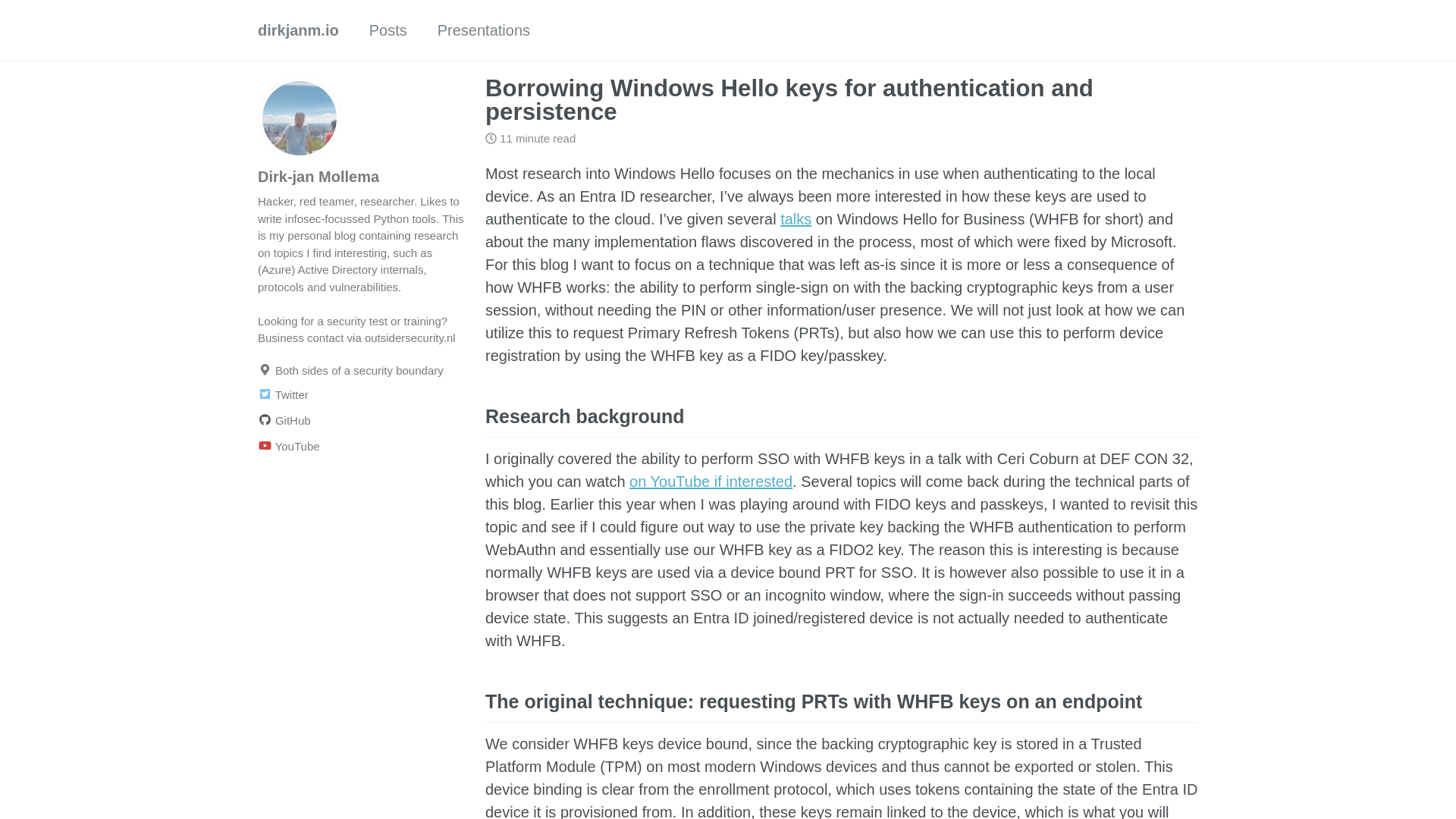 Borrowing Windows Hello keys for authentication and persistence - dirkjanm.io