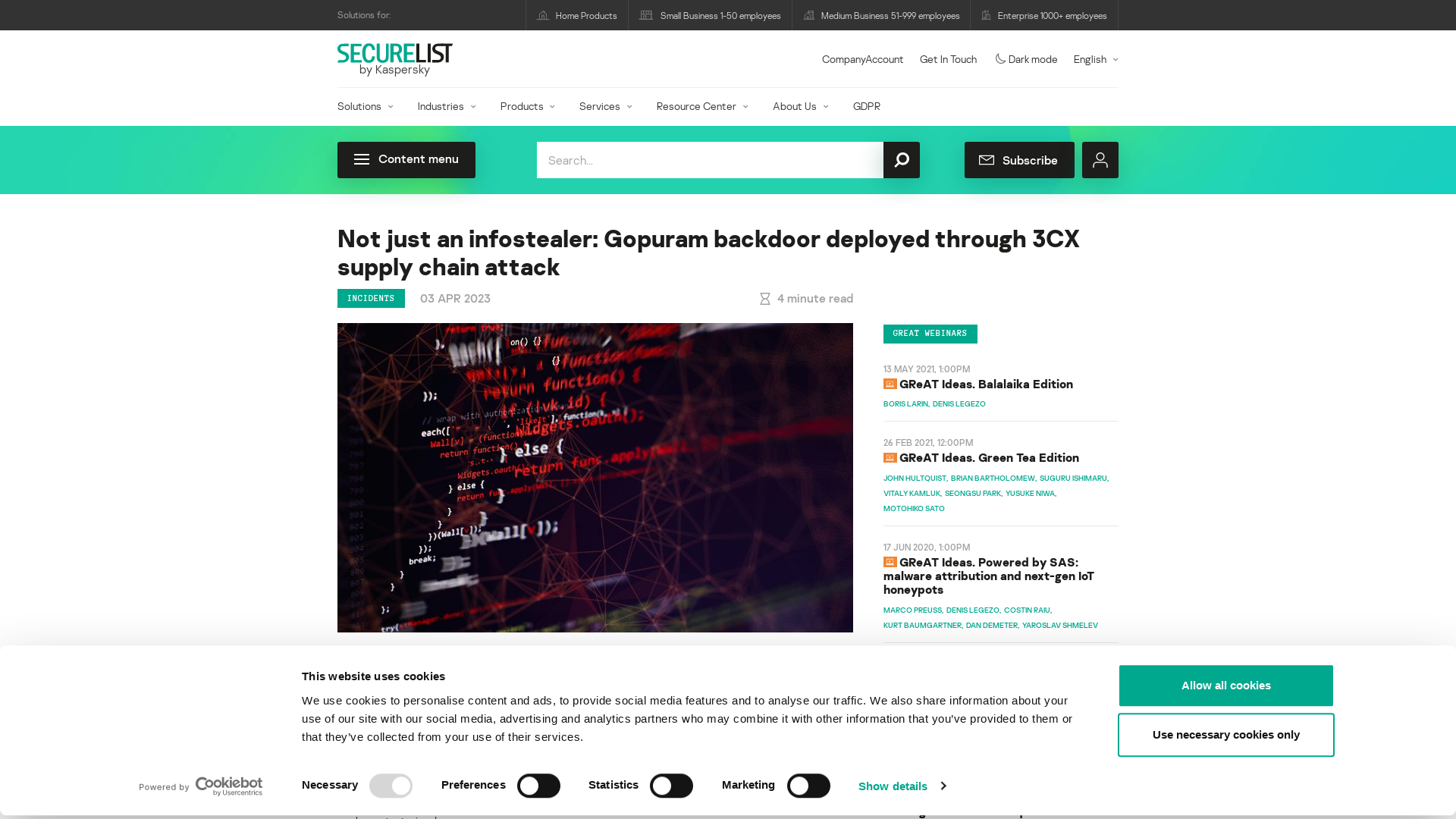 Not just an infostealer: Gopuram backdoor deployed through 3CX supply chain attack | Securelist