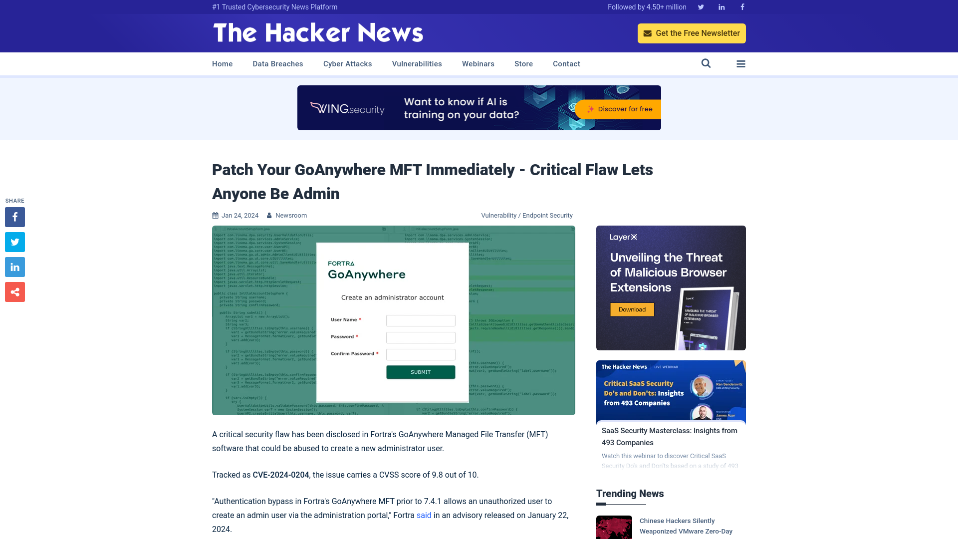 Patch Your GoAnywhere MFT Immediately - Critical Flaw Lets Anyone Be Admin