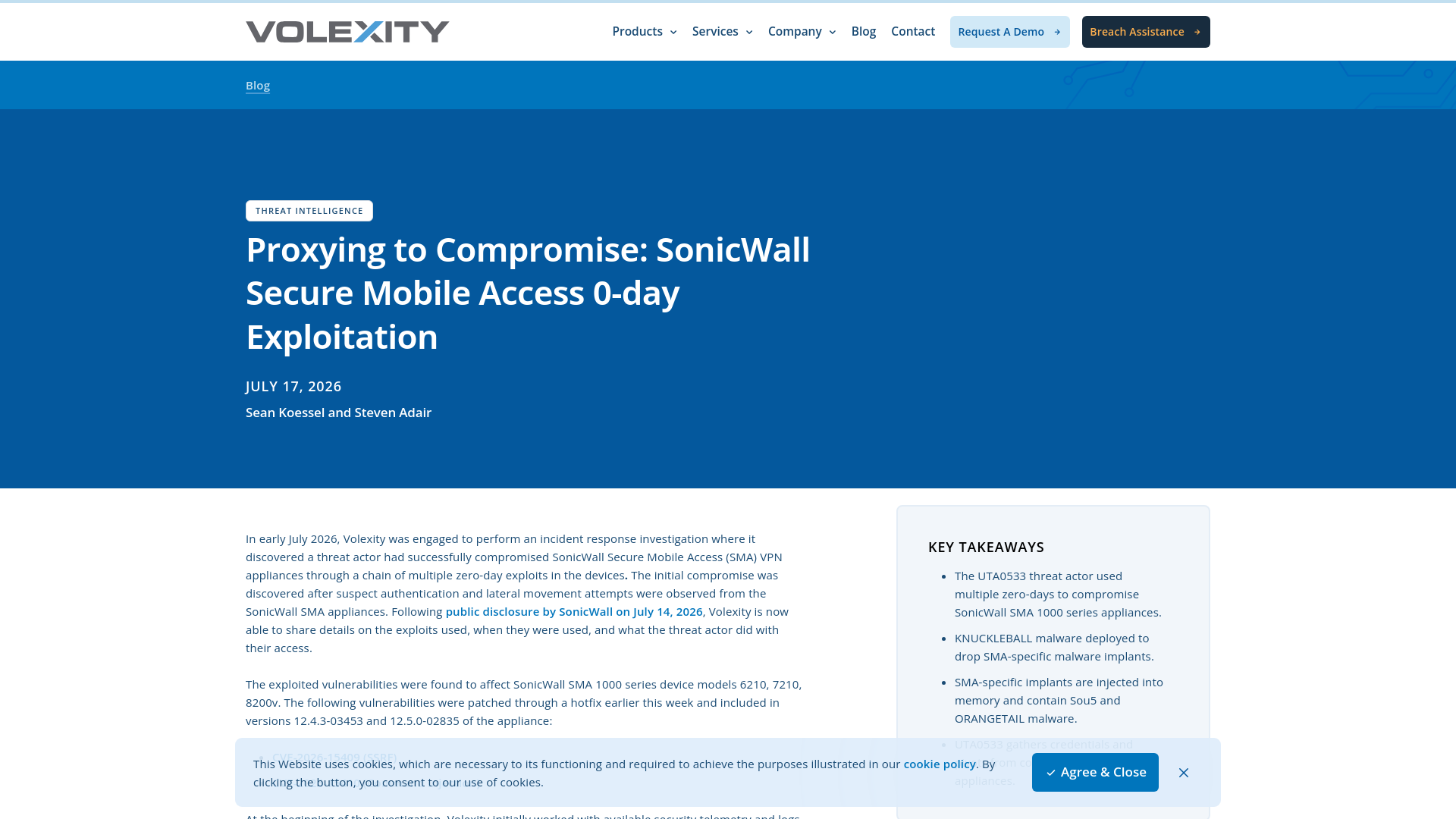Proxying to Compromise: SonicWall Secure Mobile Access 0-day Exploitation | Volexity