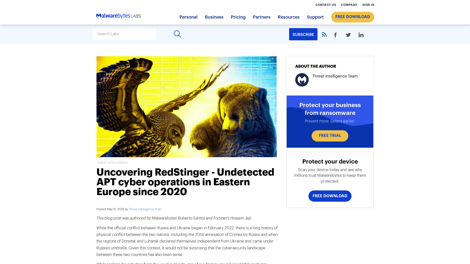 Uncovering RedStinger - Undetected APT cyber operations in Eastern Europe since 2020