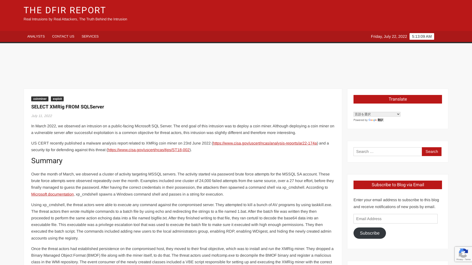SELECT XMRig FROM SQLServer