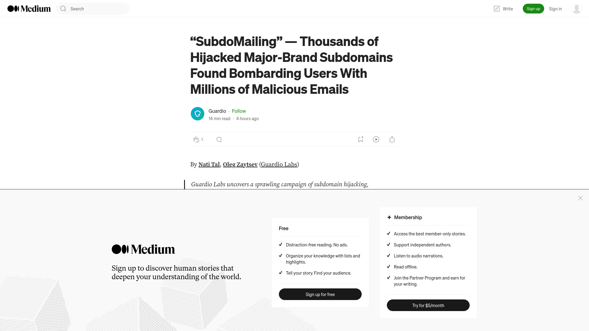 “SubdoMailing” — Thousands of Hijacked Major-Brand Subdomains Found Bombarding Users With Millions of Malicious Emails | by Guardio | Feb, 2024 | Medium