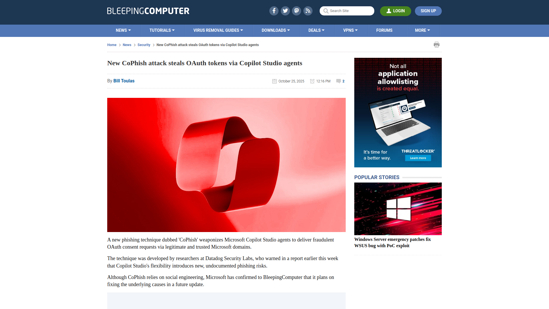 New CoPhish attack steals OAuth tokens via Copilot Studio agents