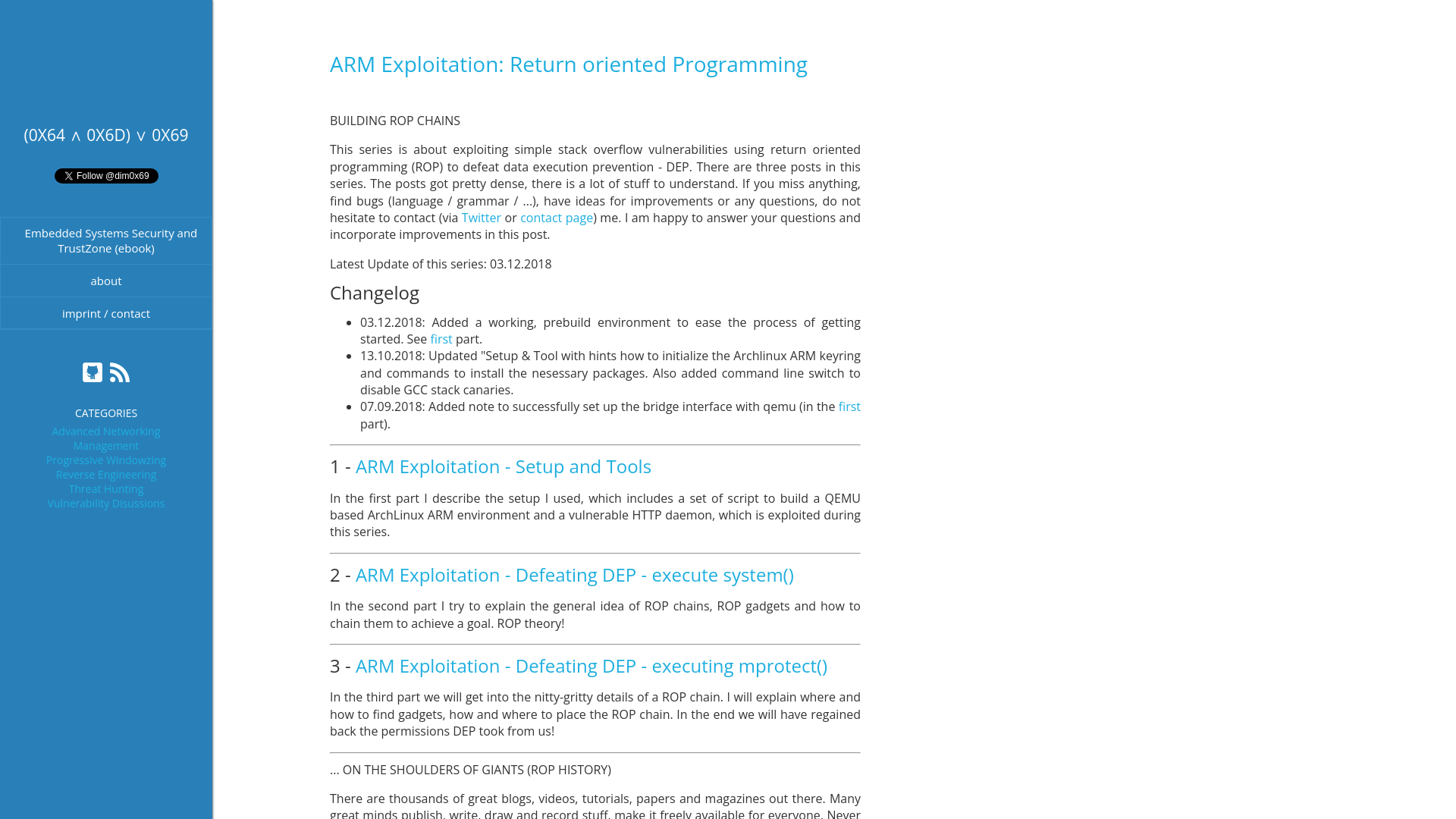 ARM Exploitation: Return oriented Programming