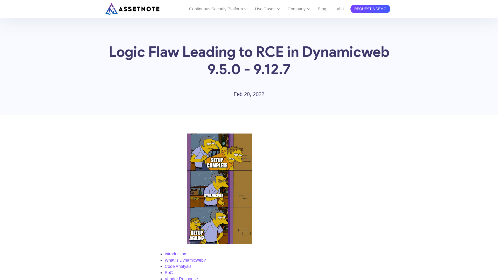 Logic Flaw Leading to RCE in Dynamicweb 9.5.0 - 9.12.7 – Assetnote
