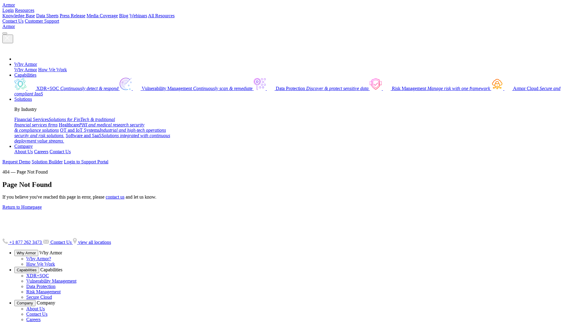 Page Not Found | Armor Cybersecurity