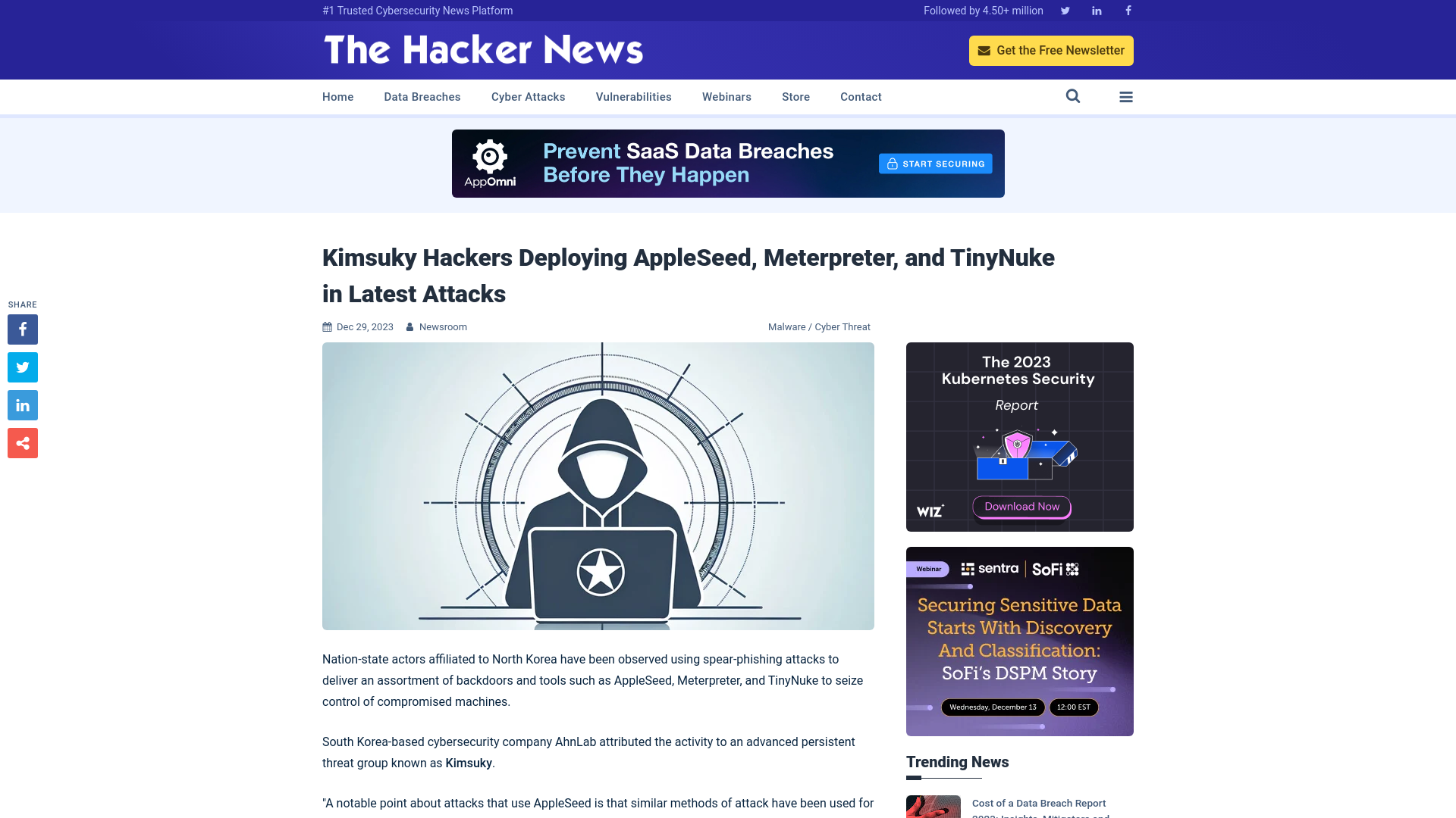 Kimsuky Hackers Deploying AppleSeed, Meterpreter, and TinyNuke in Latest Attacks