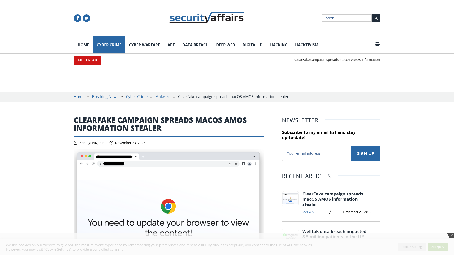 ClearFake campaign spreads macOS AMOS information stealer