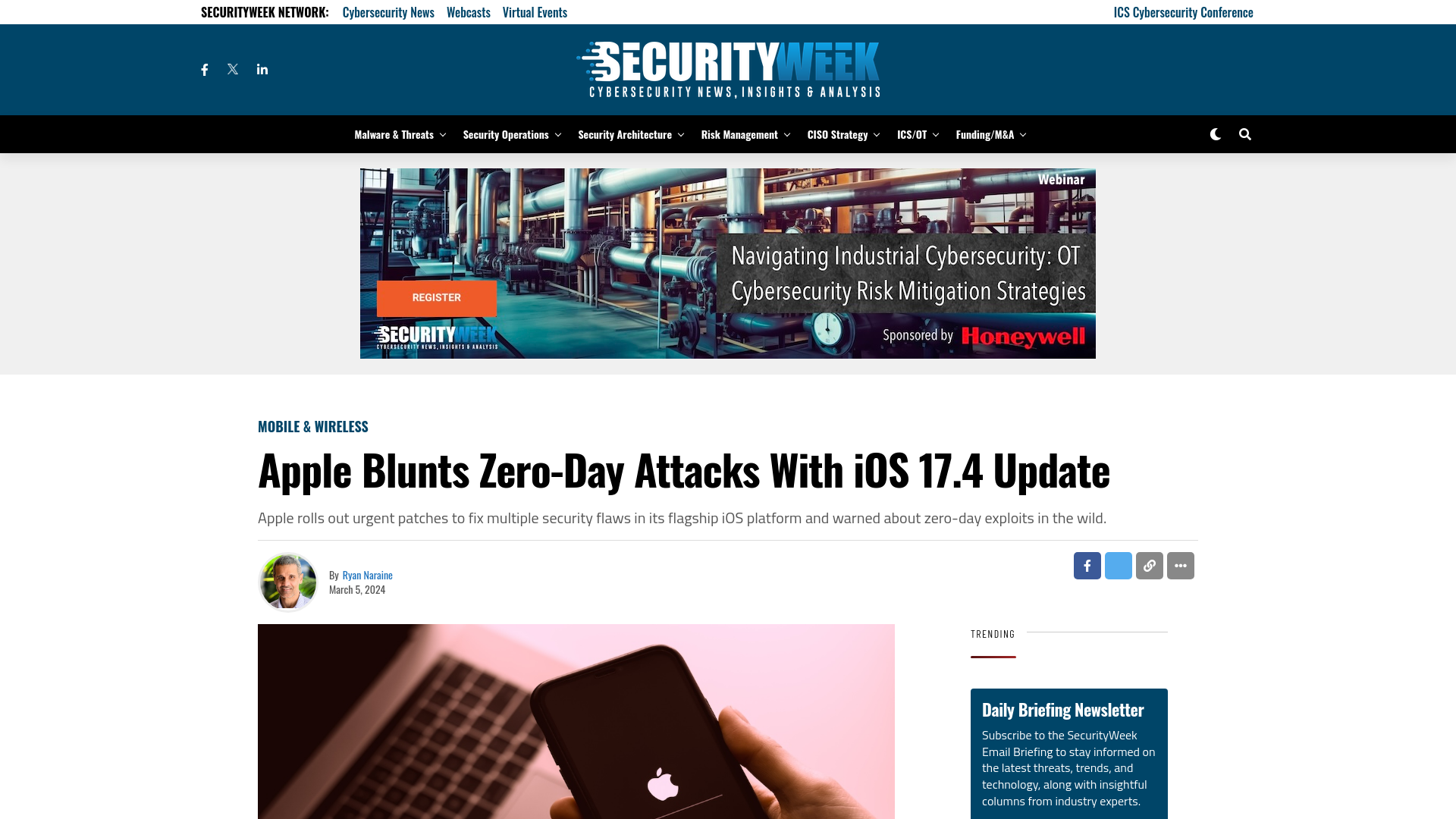 Apple Blunts Zero-Day Attacks With iOS 17.4 Update - SecurityWeek