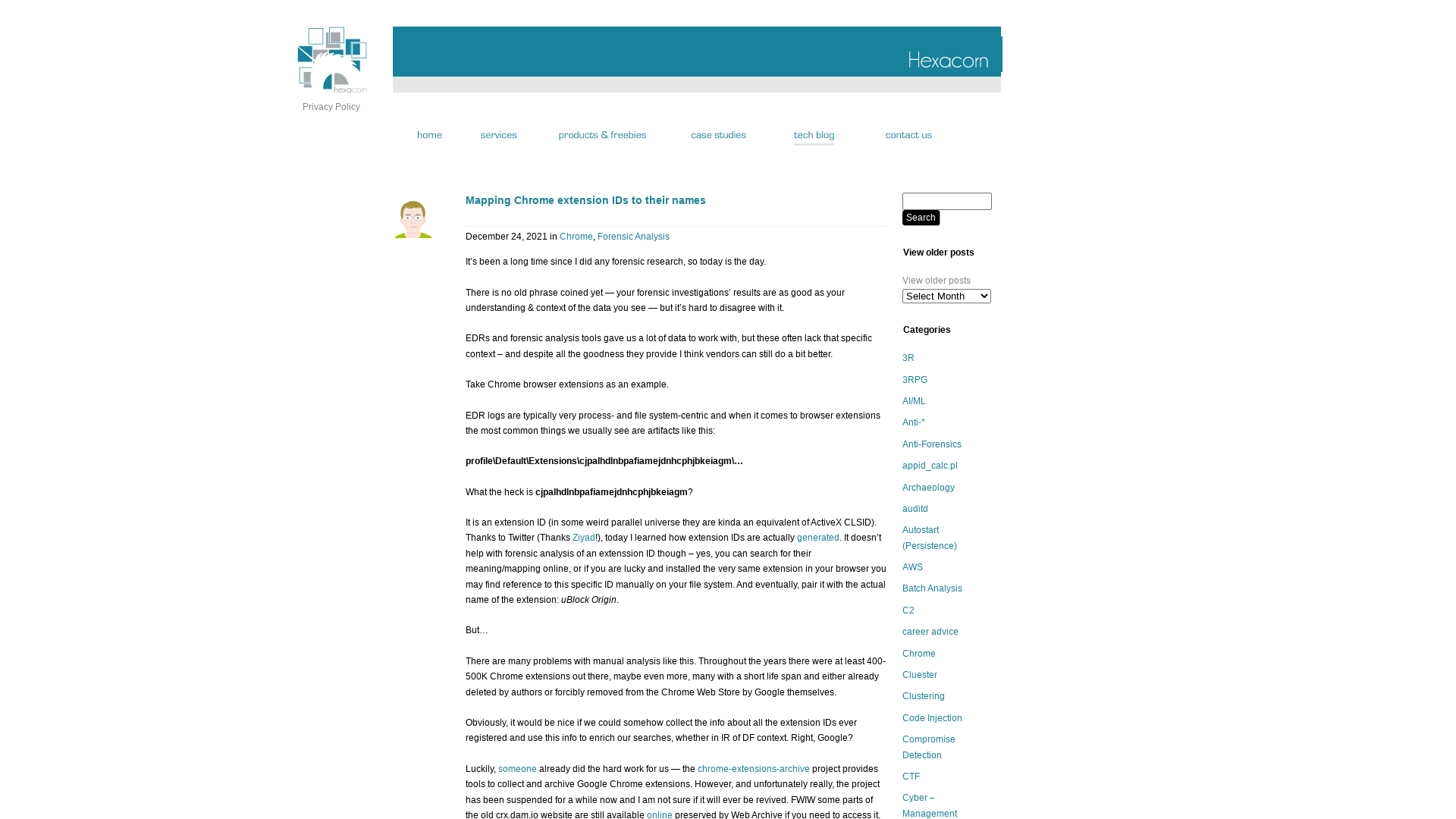 Hexacorn | Blog Mapping Chrome extension IDs to their names