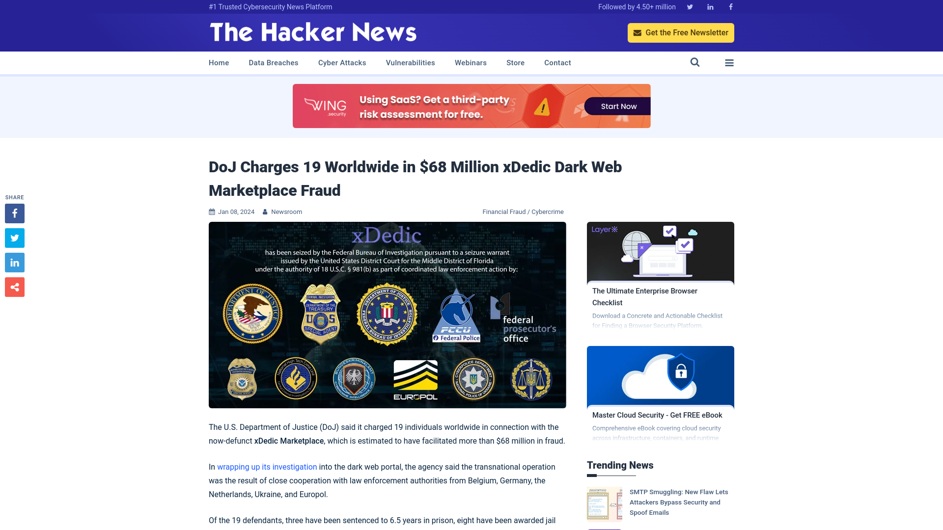 DoJ Charges 19 Worldwide in $68 Million xDedic Dark Web Marketplace Fraud