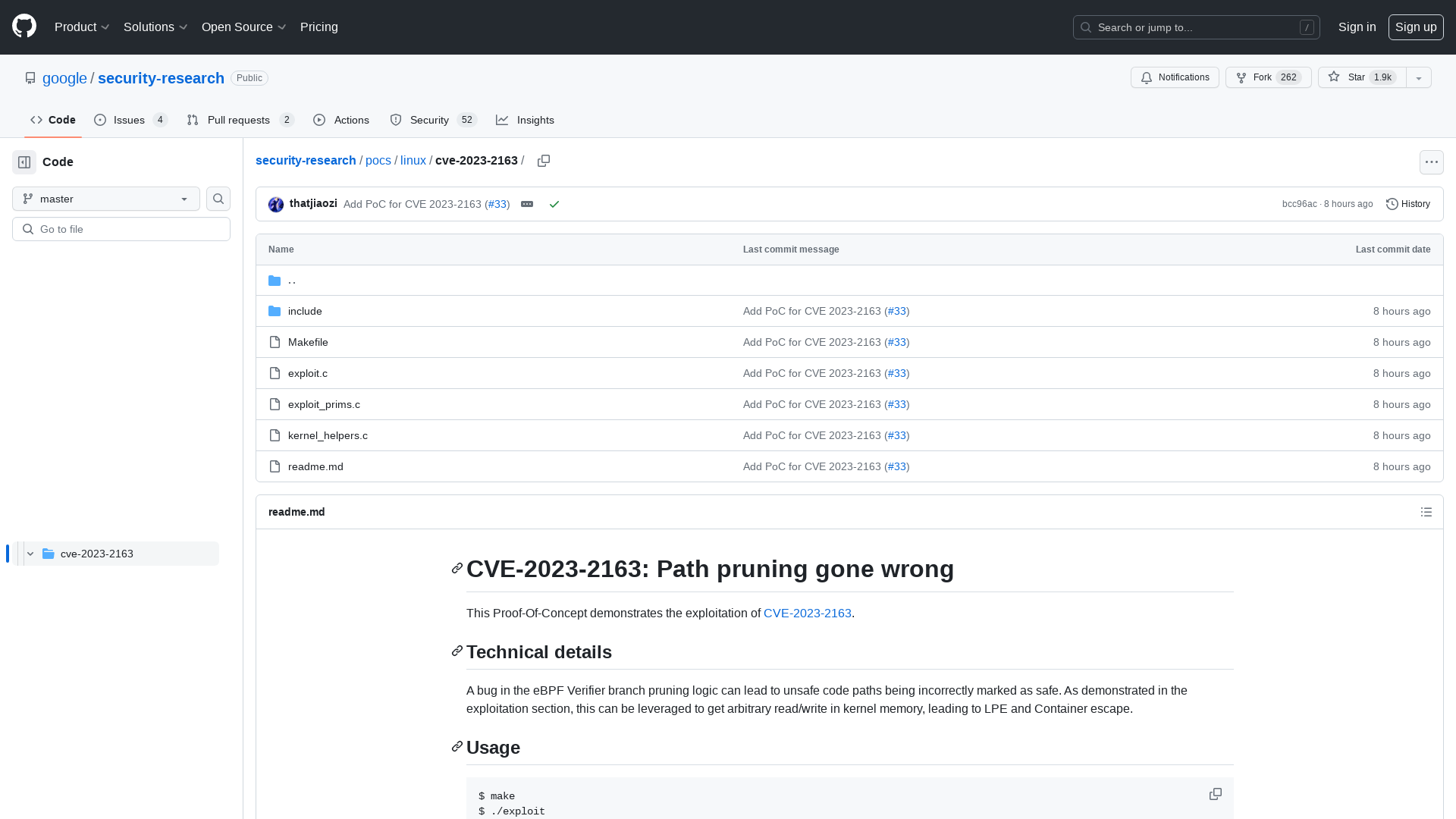 security-research/pocs/linux/cve-2023-2163 at master · google/security-research · GitHub