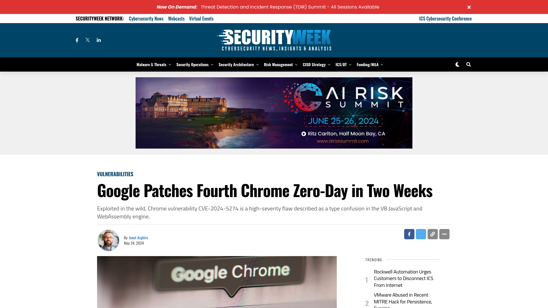 Google Patches Fourth Chrome Zero-Day in Two Weeks - SecurityWeek