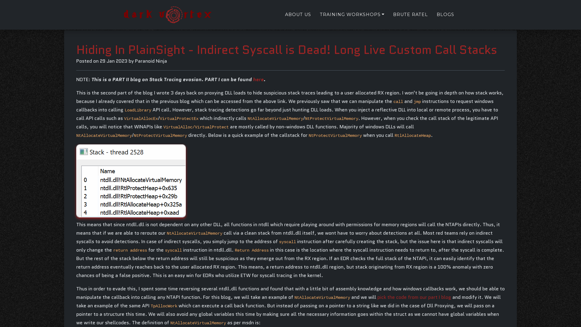 Hiding In PlainSight - Indirect Syscall is Dead! Long Live Custom Call Stacks