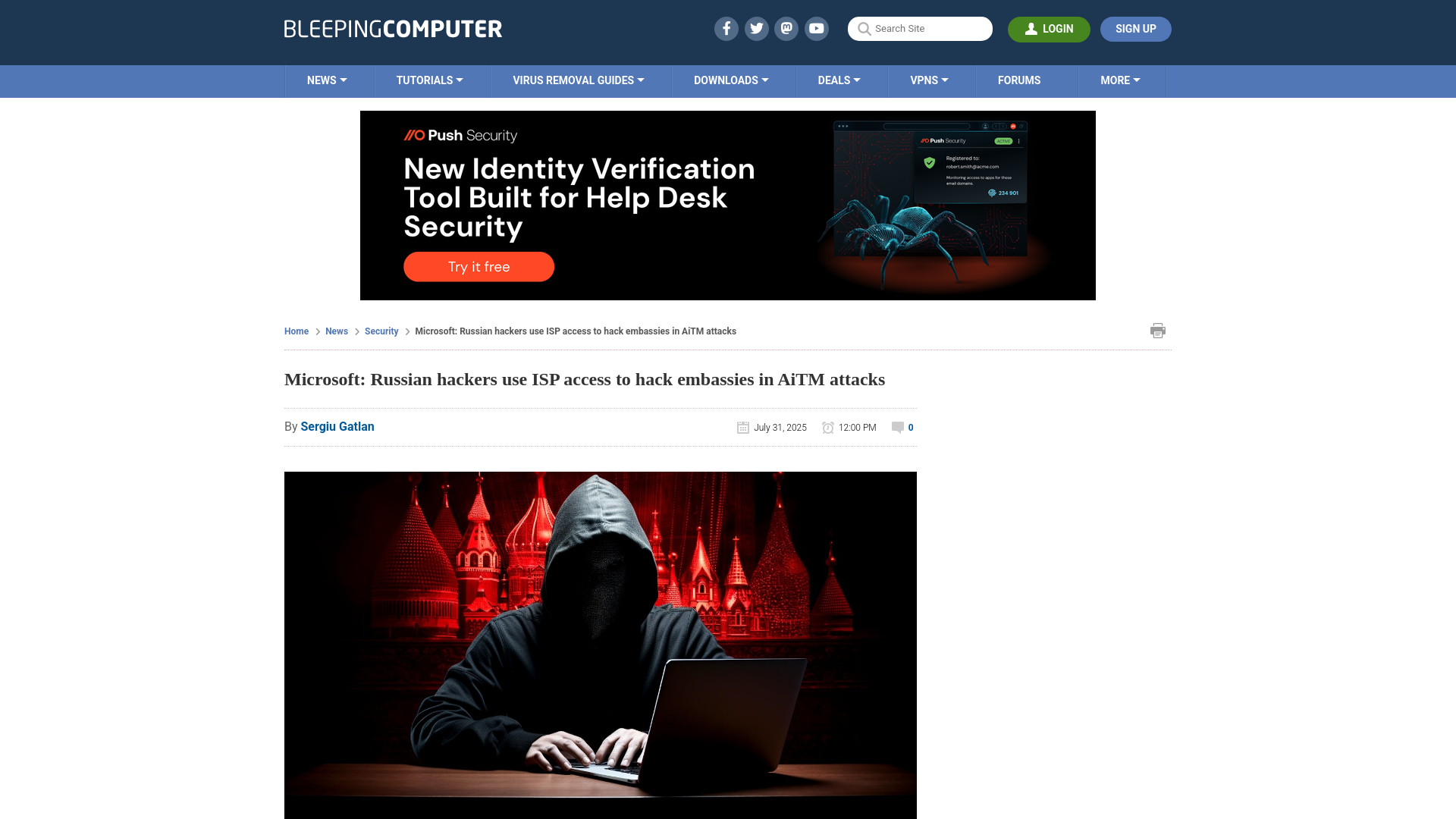 Microsoft: Russian hackers use ISP access to hack embassies in AiTM attacks