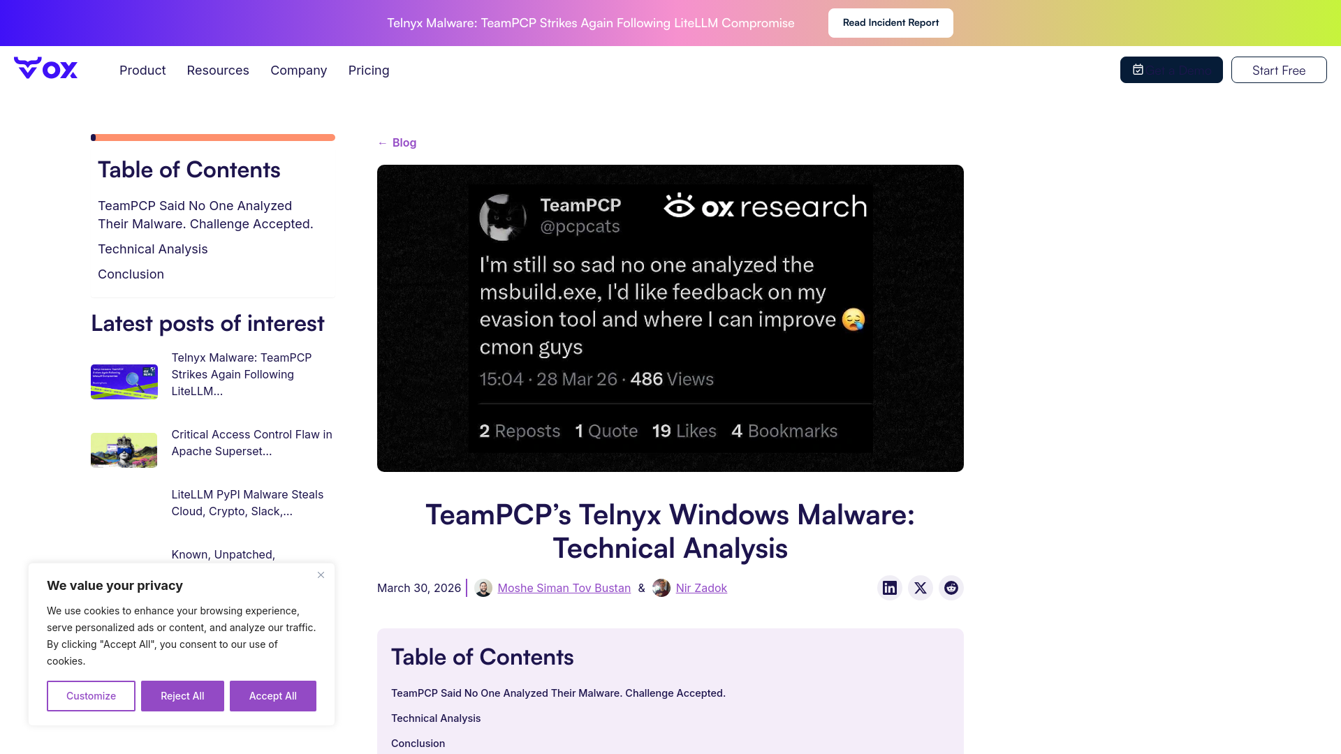 TeamPCP's Telnyx Windows Malware: Technical Analysis | OX Security