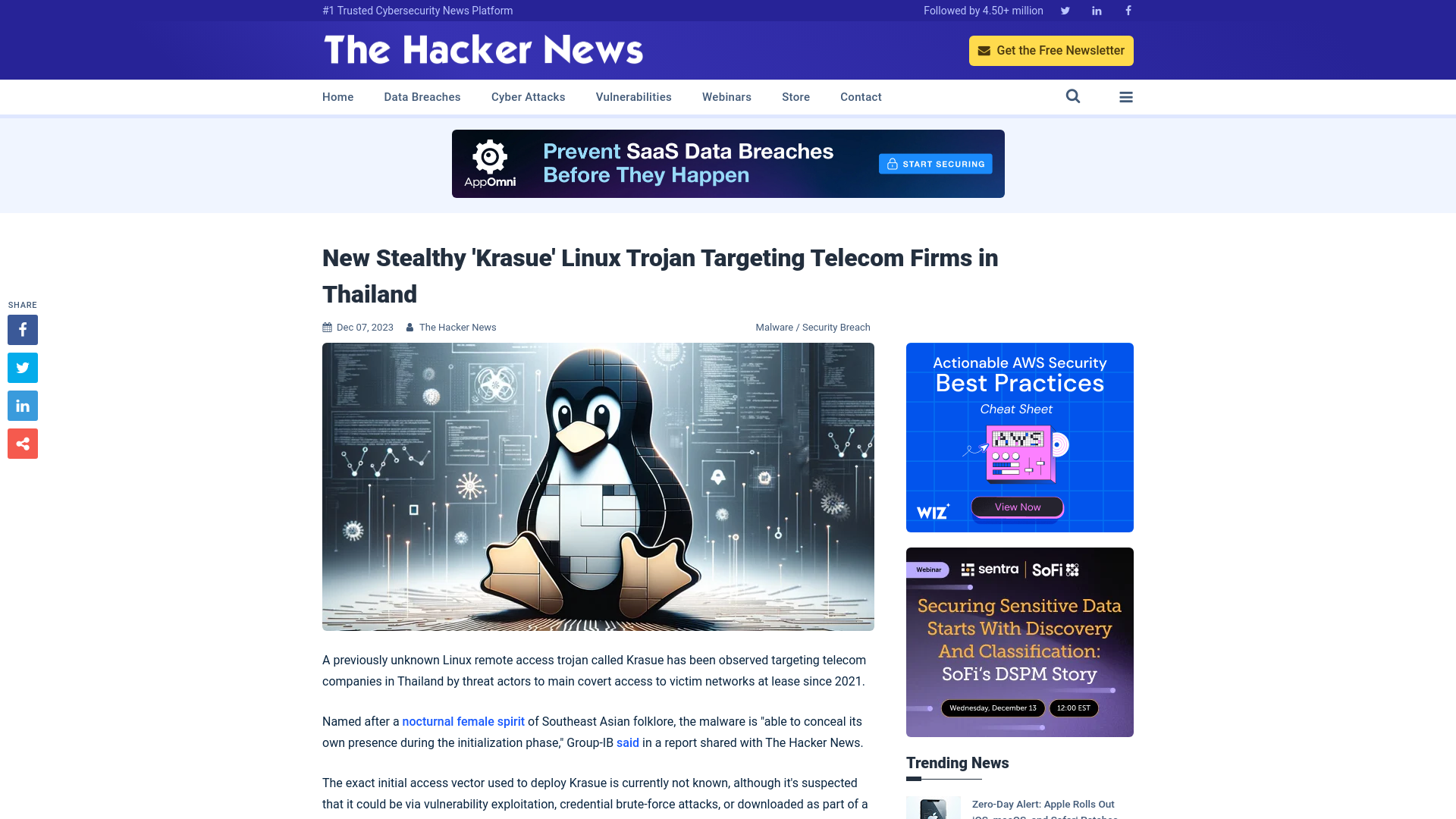 New Stealthy 'Krasue' Linux Trojan Targeting Telecom Firms in Thailand