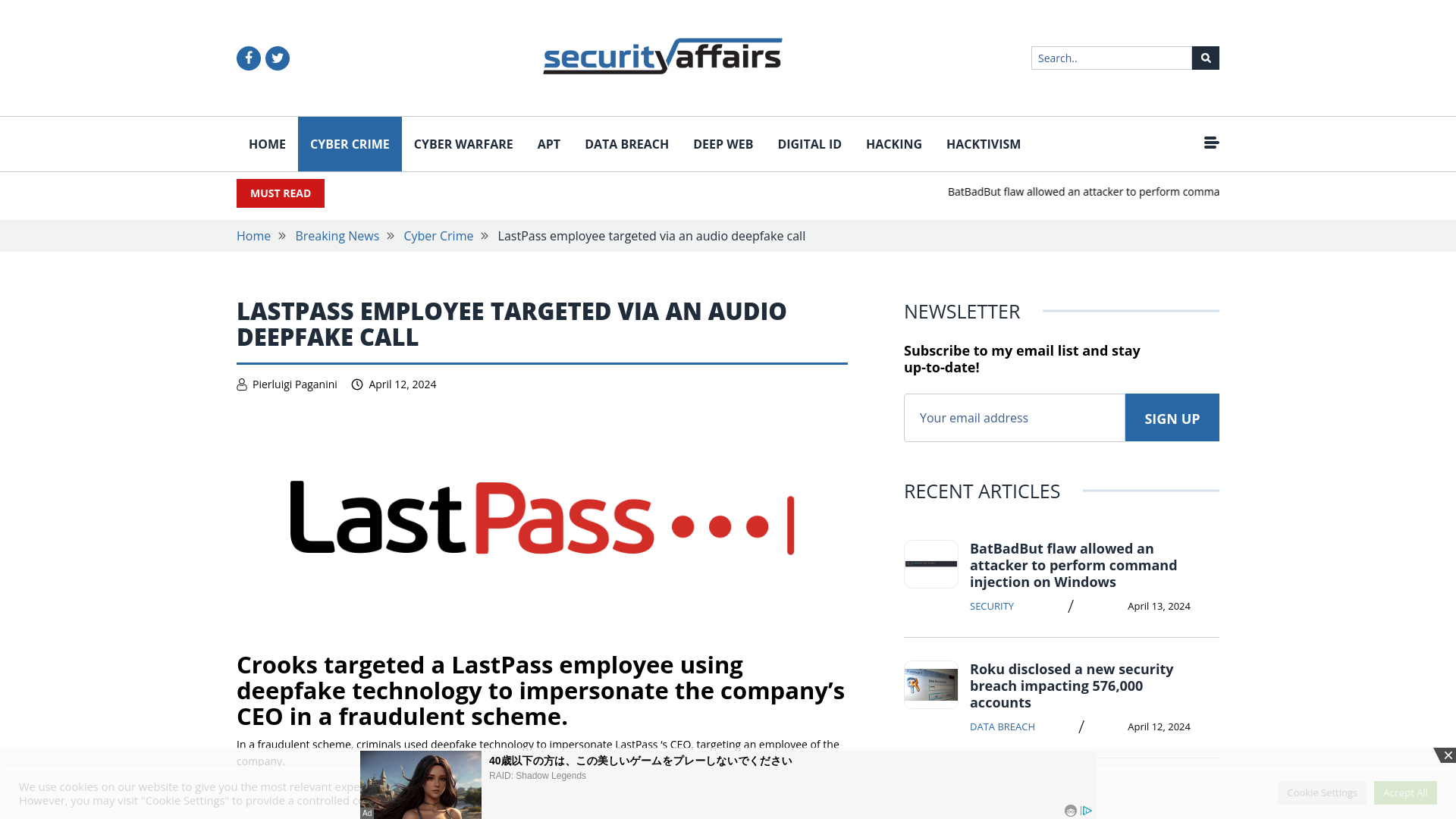 LastPass employee targeted via audio deepfake call