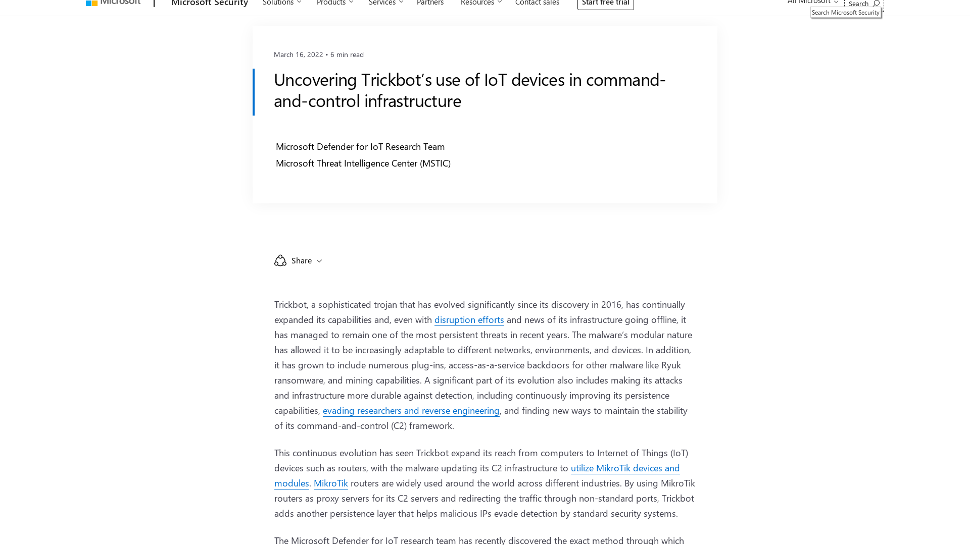 Uncovering Trickbot’s use of IoT devices in command-and-control infrastructure - Microsoft Security Blog