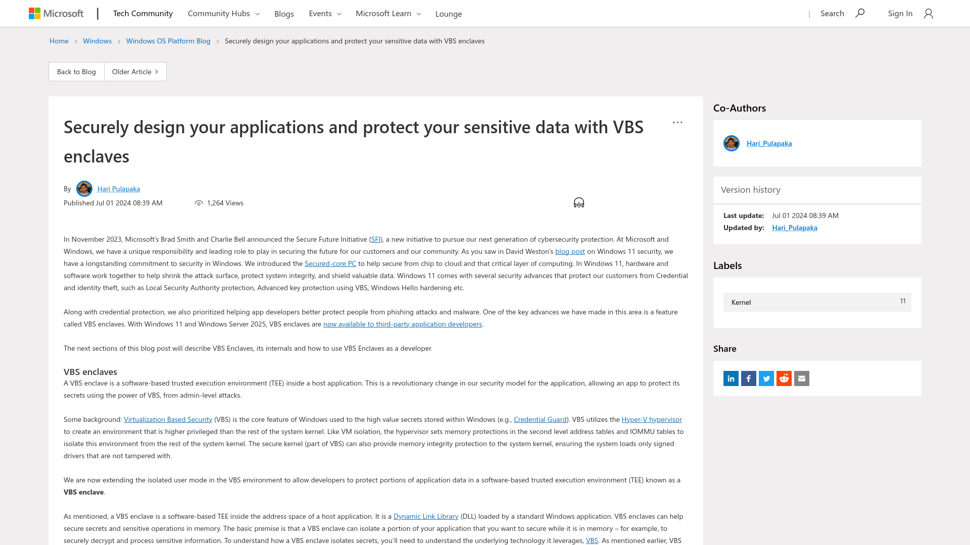 Securely design your applications and protect your sensitive data with VBS enclaves - Microsoft Community Hub