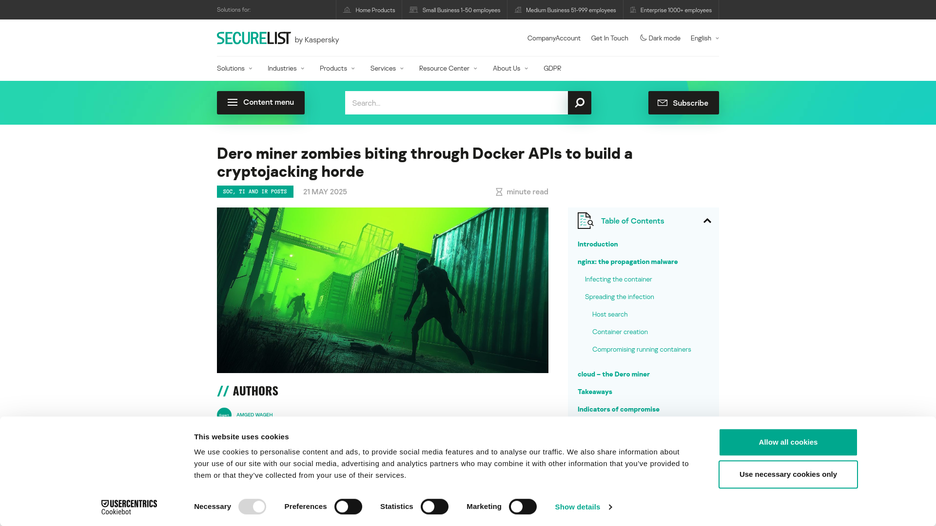 Dero miner spreads inside containerized Linux environments | Securelist