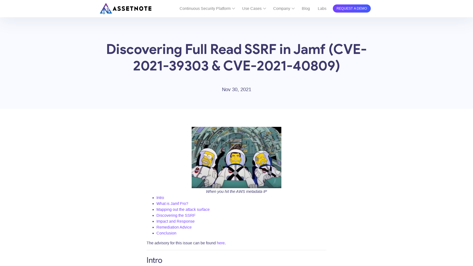Discovering Full Read SSRF in Jamf (CVE-2021-39303 & CVE-2021-40809) – Assetnote