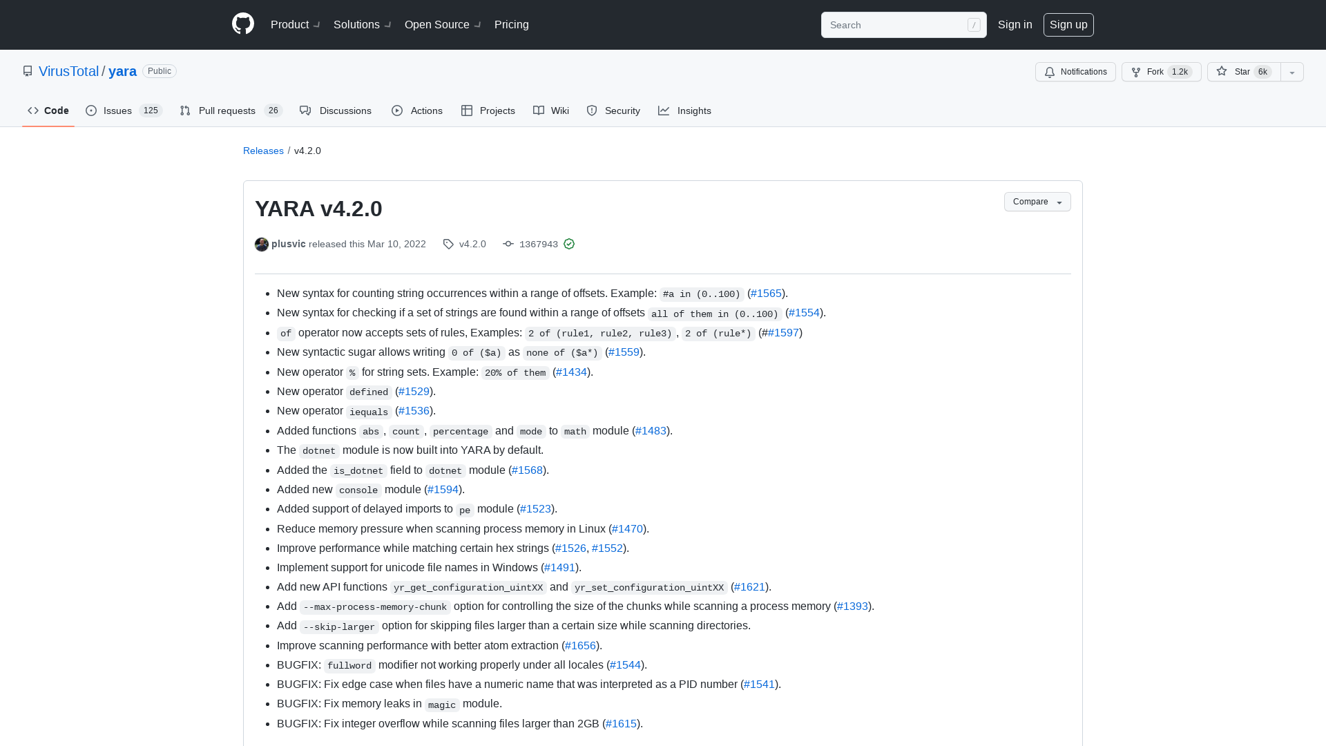 Release YARA v4.2.0 · VirusTotal/yara · GitHub
