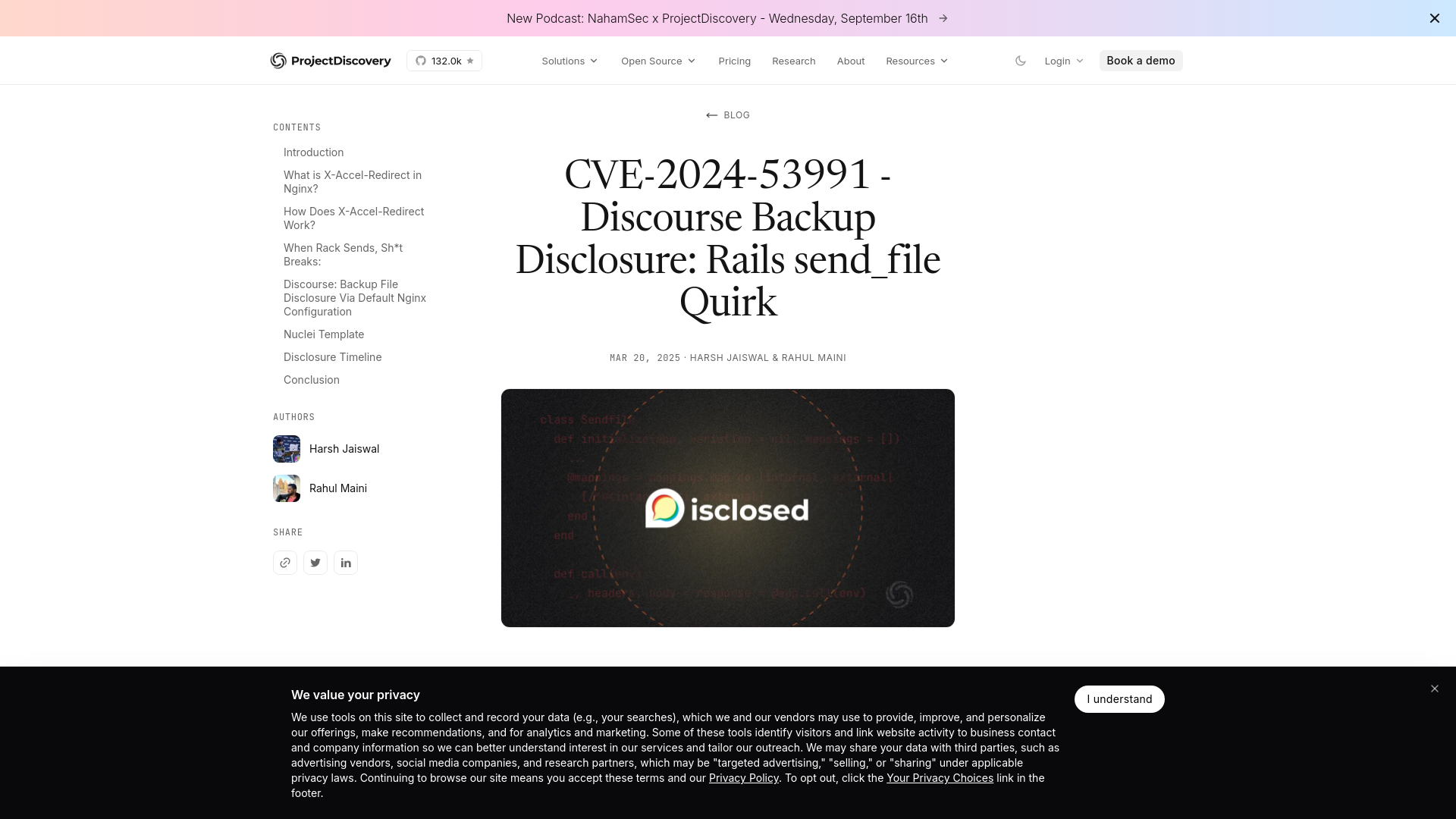 CVE-2024-53991 - Discourse Backup Disclosure: Rails send_file Quirk — ProjectDiscovery Blog