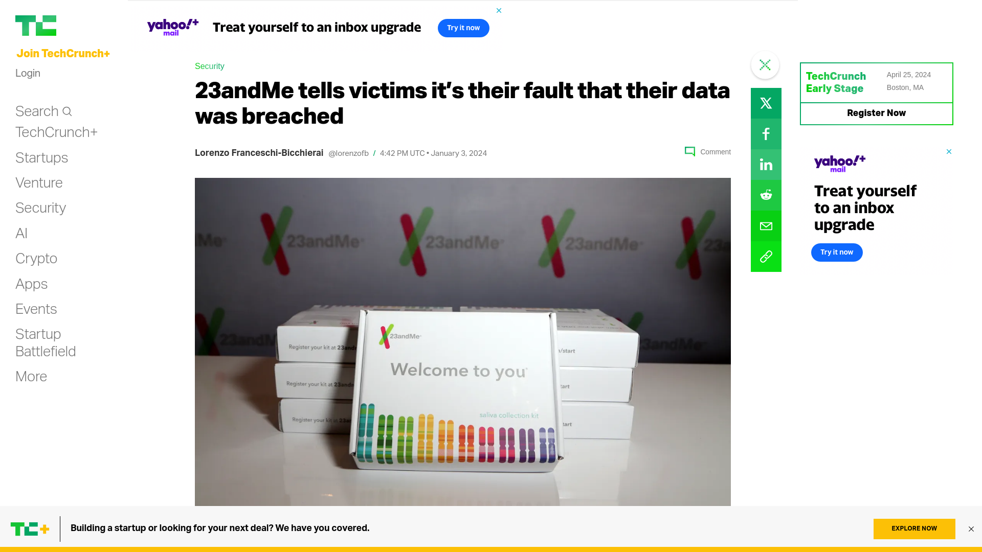 23andMe tells victims it’s their fault that their data was breached | TechCrunch