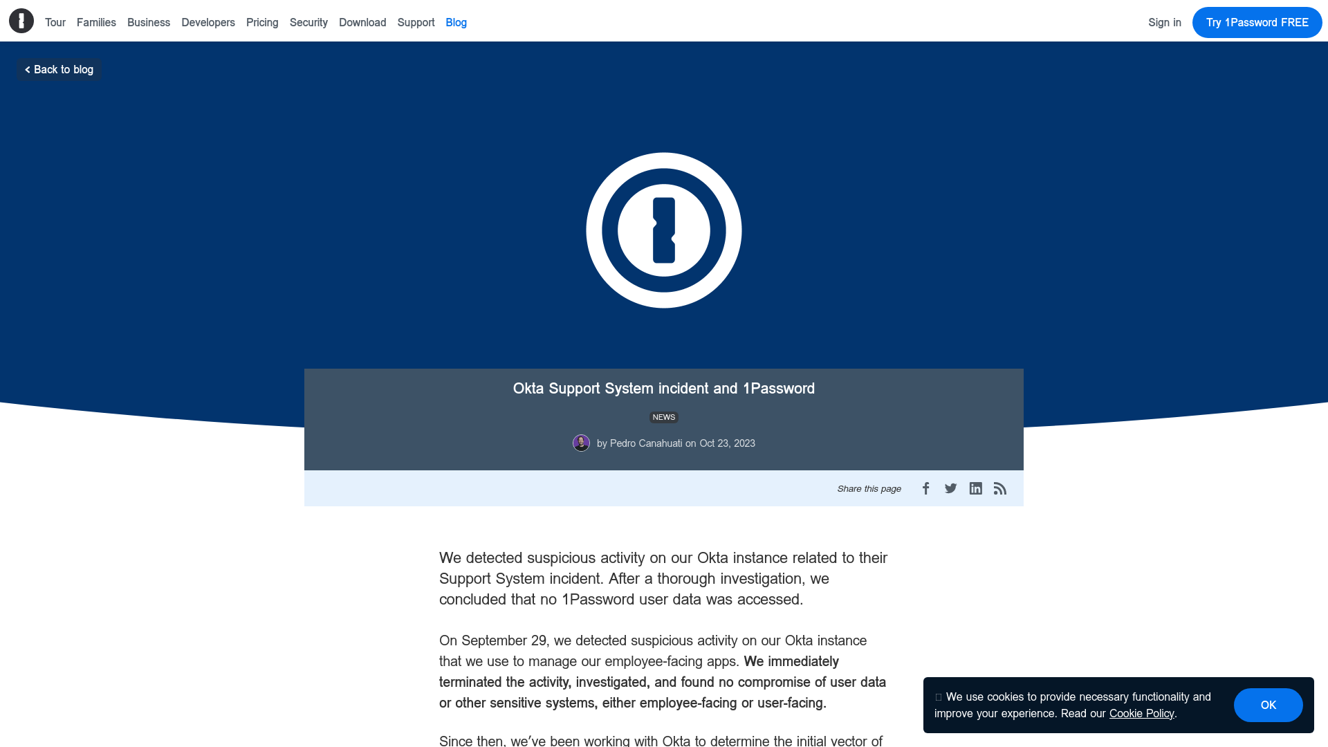 Okta incident and 1Password | 1Password