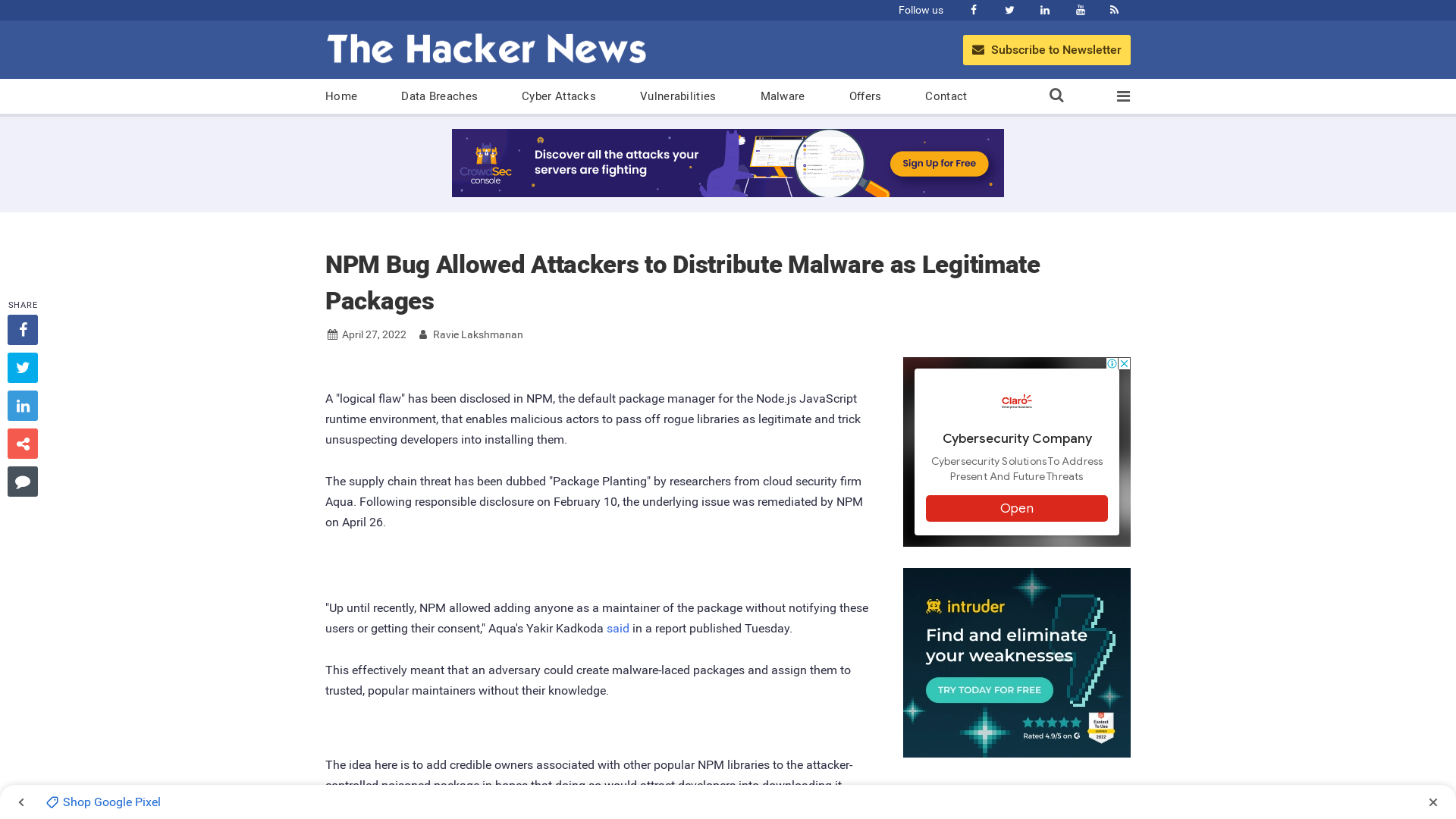 NPM Bug Allowed Attackers to Distribute Malware as Legitimate Packages