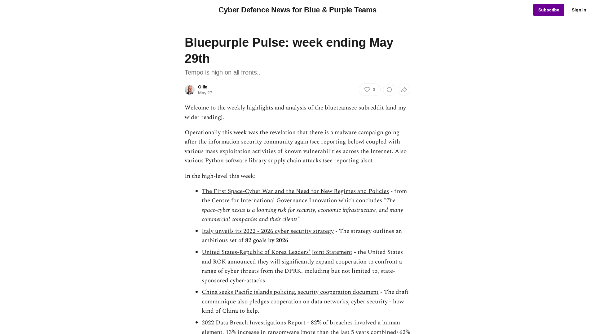 Bluepurple Pulse: week ending May 29th - by Ollie
