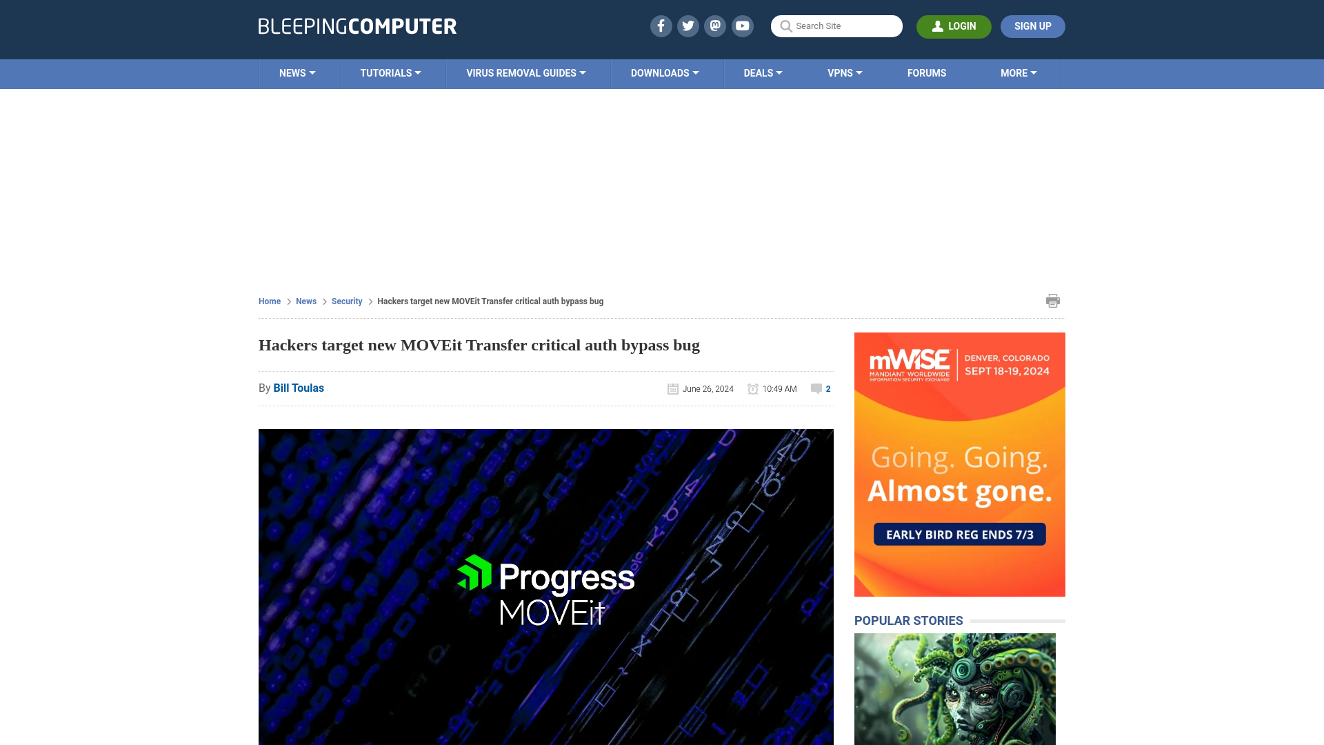 Hackers target new MOVEit Transfer critical auth bypass bug