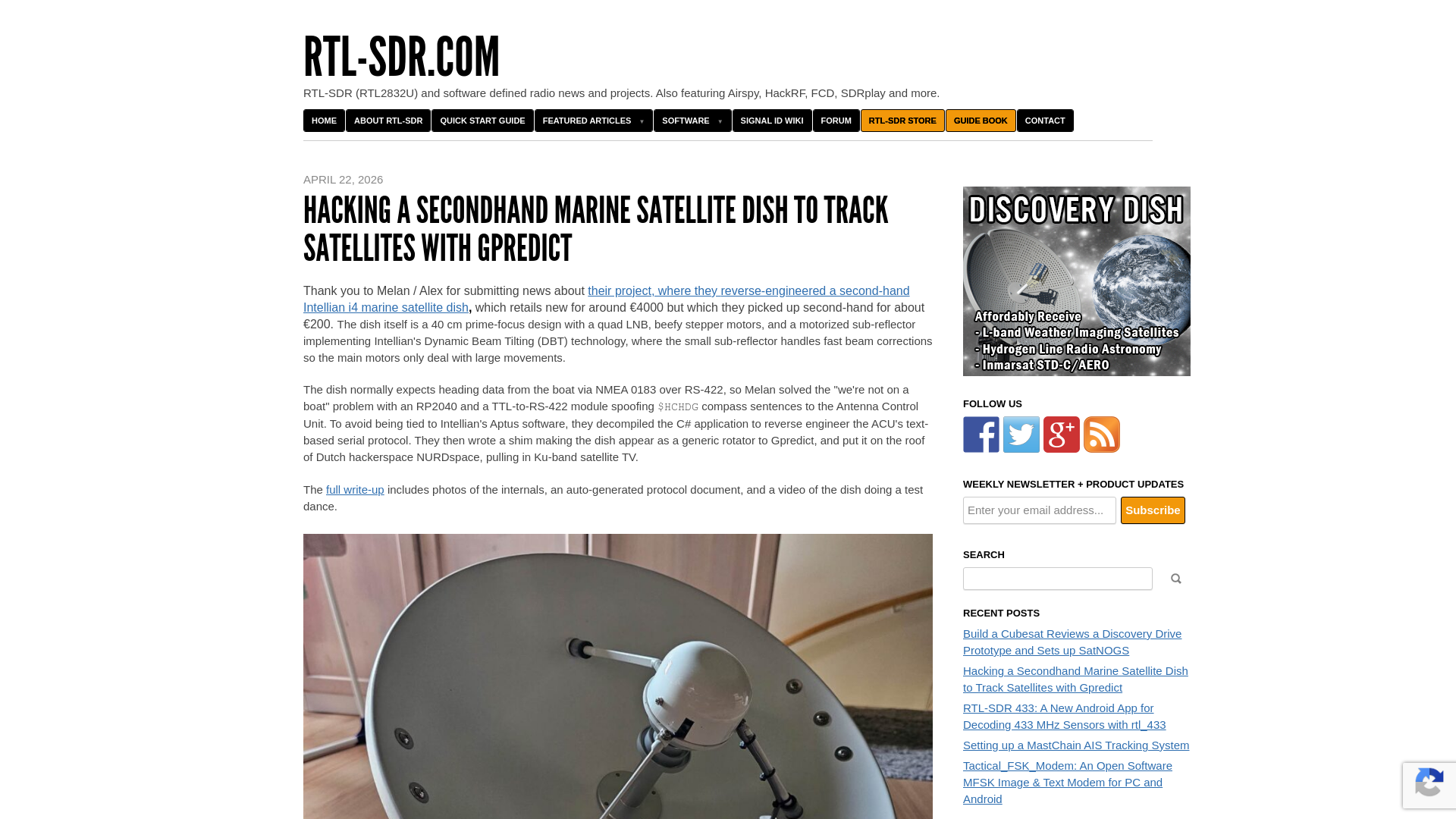 Hacking a Secondhand Marine Satellite Dish to Track Satellites with Gpredict