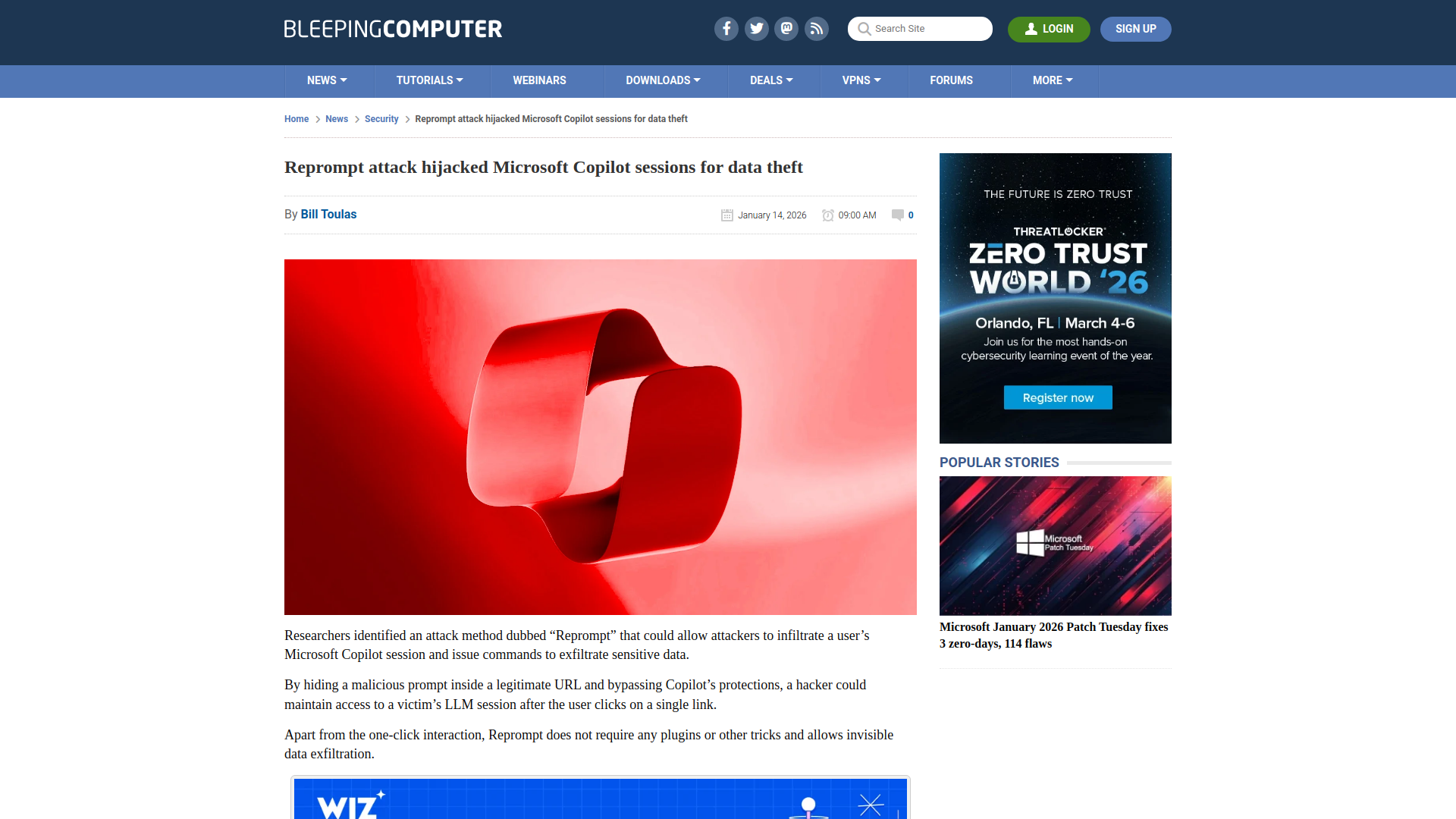 Reprompt attack hijacked Microsoft Copilot sessions for data theft