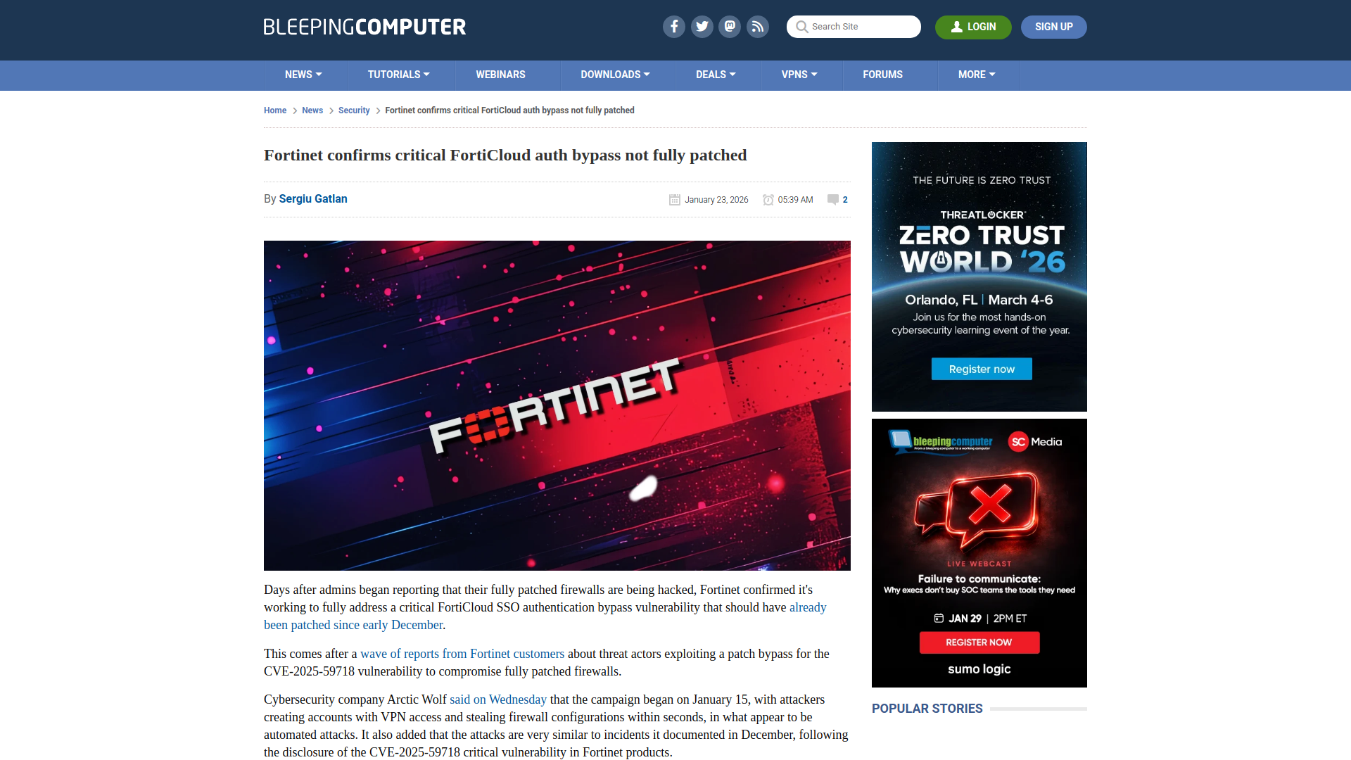 Fortinet confirms critical FortiCloud auth bypass not fully patched